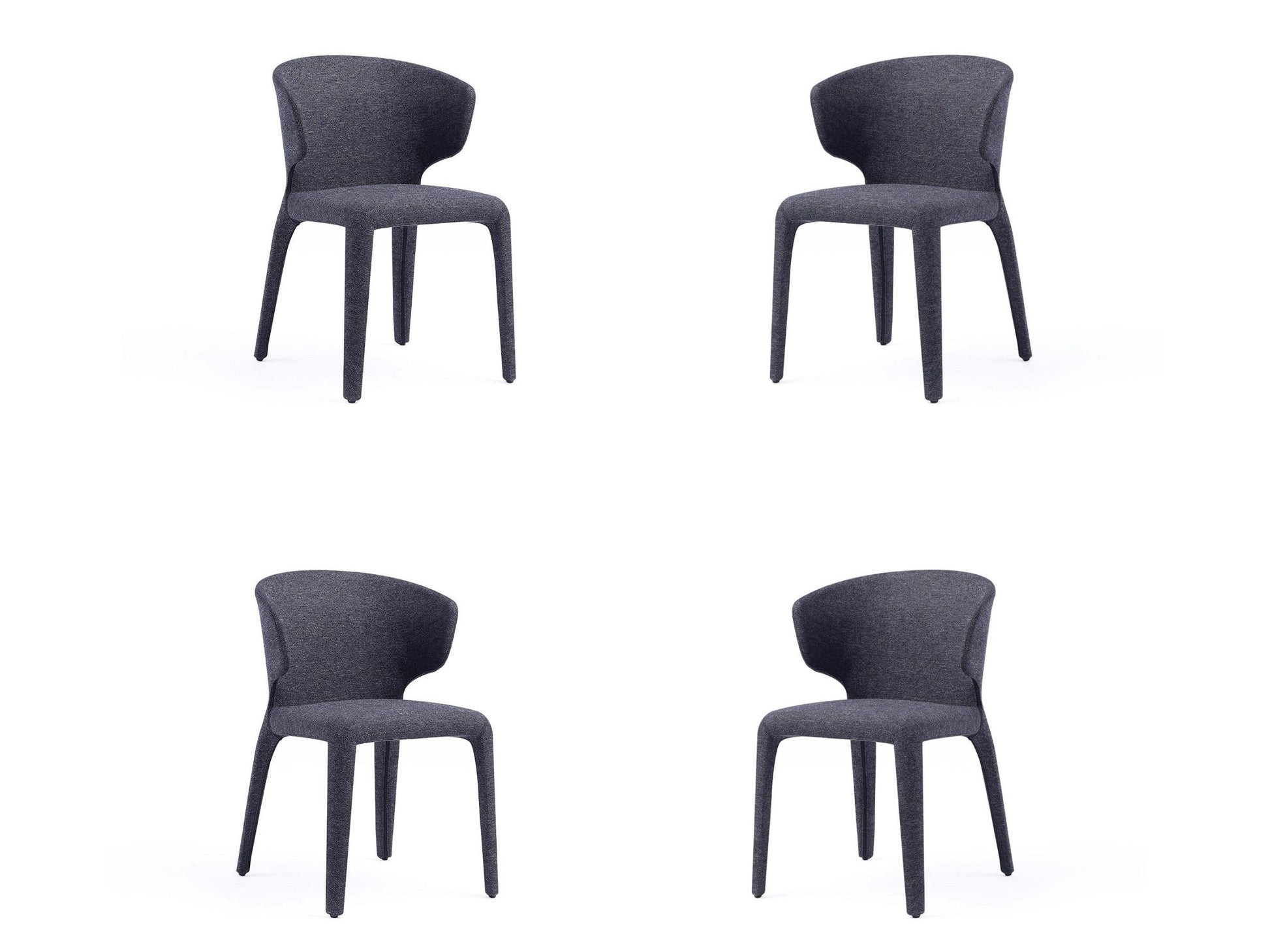 Conrad Woven Tweed Dining Chair in Black (set of 4) - Ornate Home