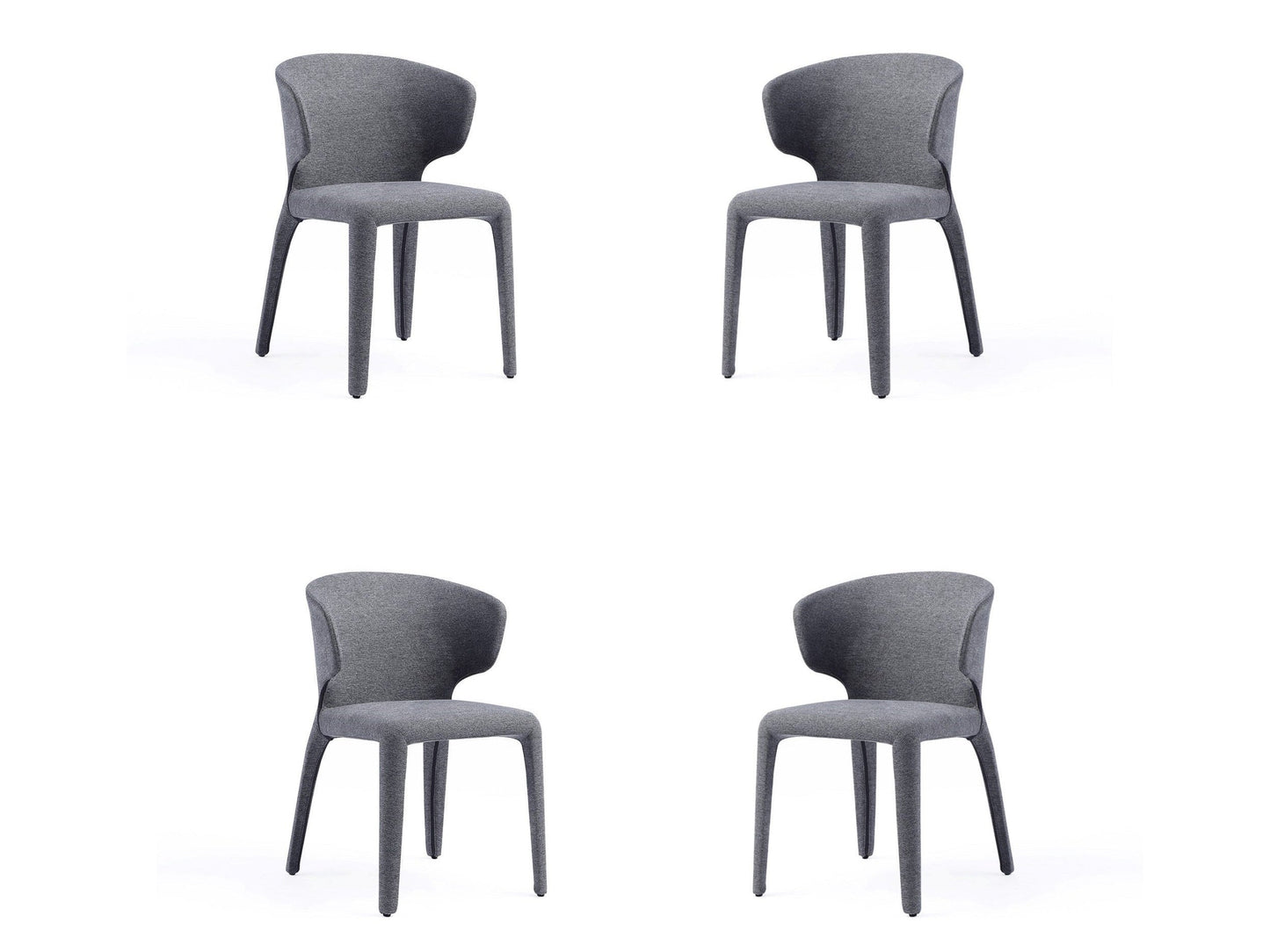 Conrad Woven Tweed Dining Chair in Grey (set of 4) - Ornate Home