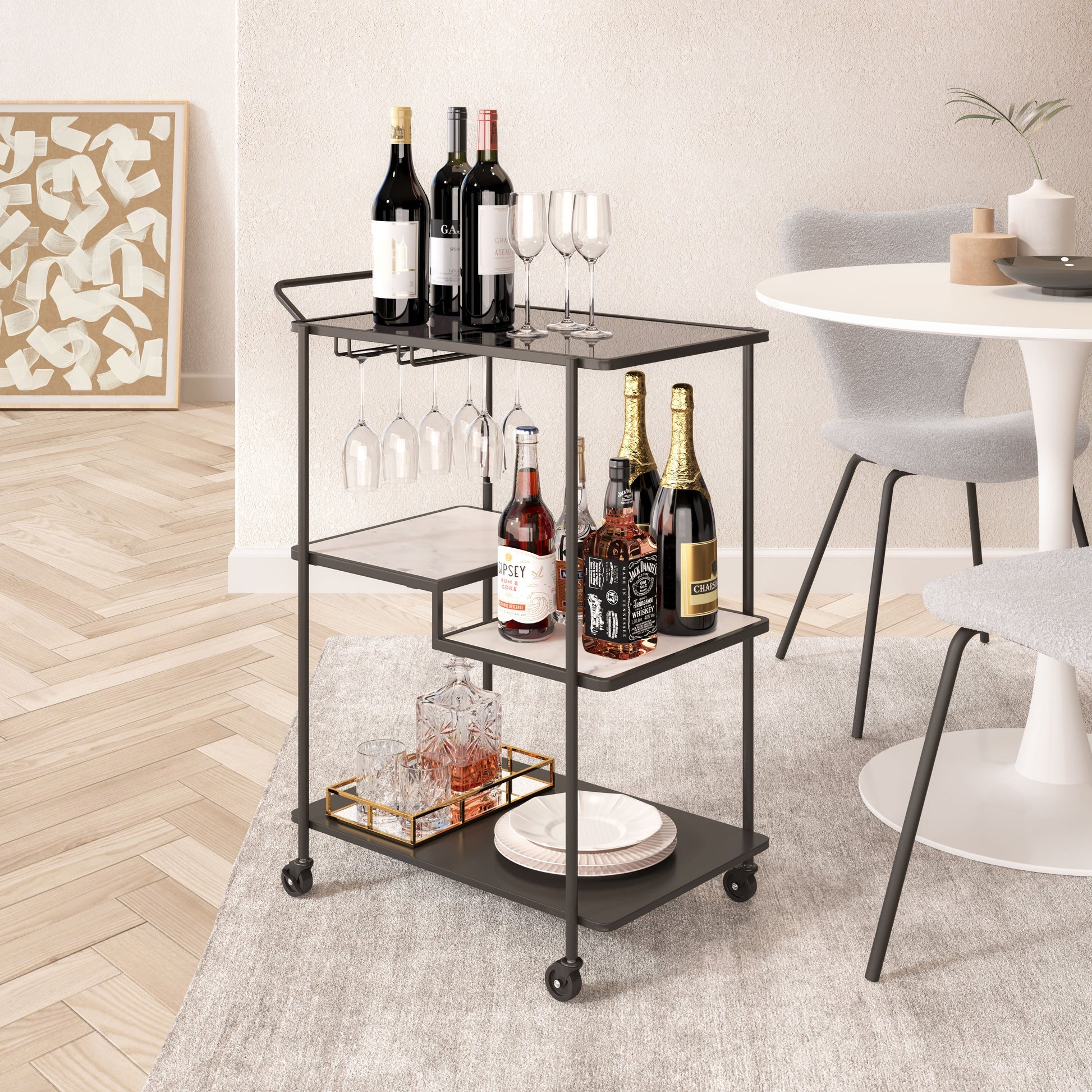 Constanza Black Bar Cart - Ornate Home