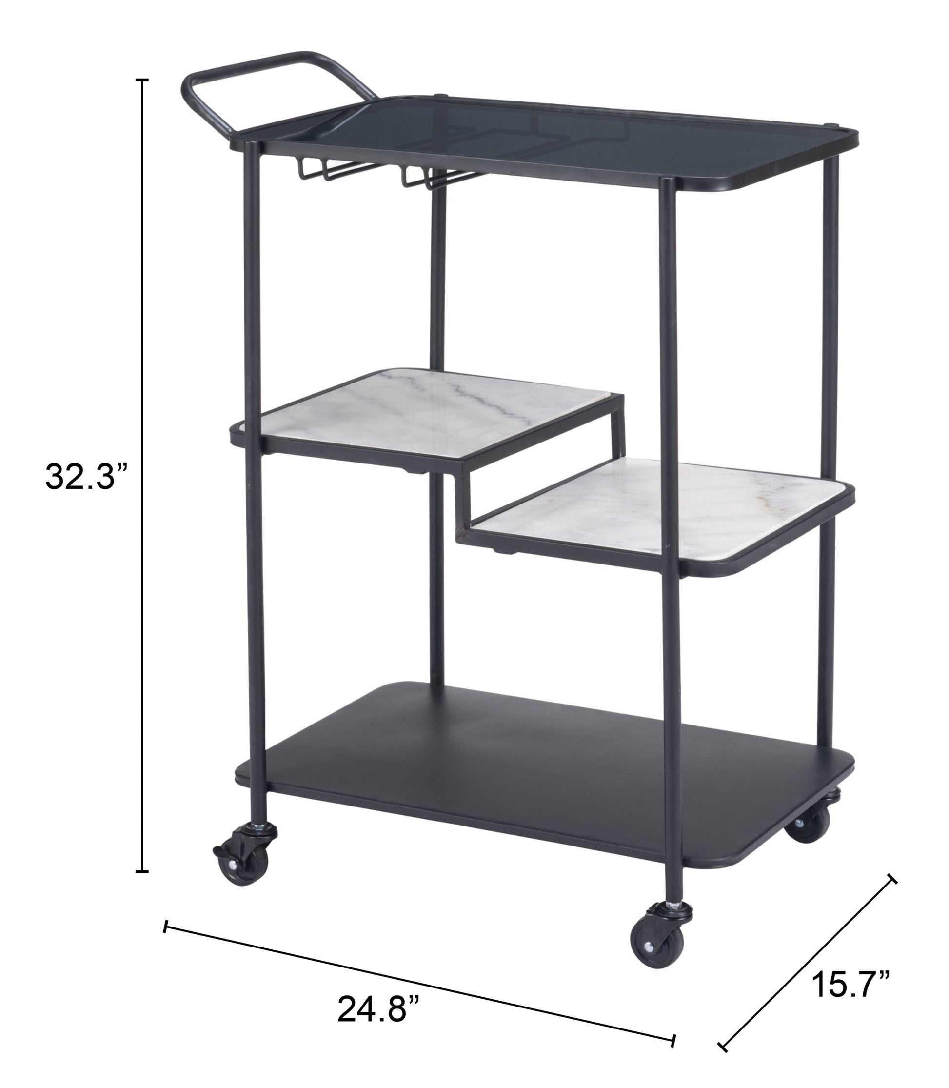 Constanza Black Bar Cart - Ornate Home