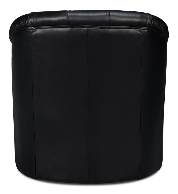 Coolidge Black Leather Swivel Chair - Ornate Home