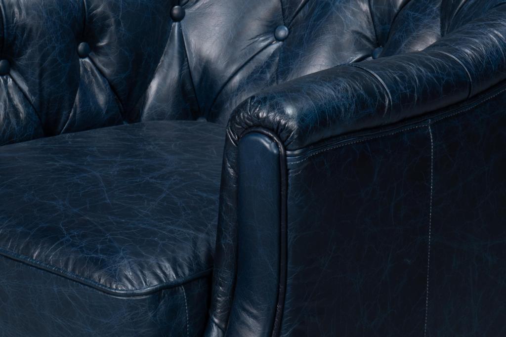 Coolidge Blue Leather Swivel Chair - Ornate Home