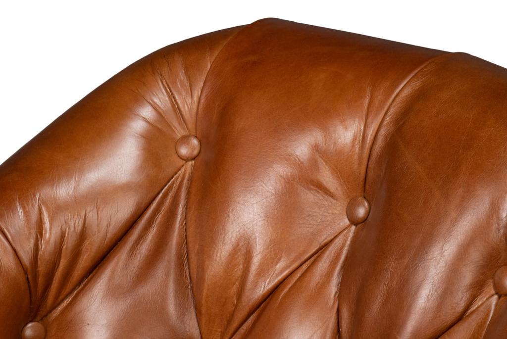 Coolidge Brown Leather Swivel Chair - Ornate Home