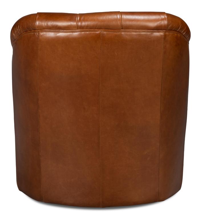Coolidge Brown Leather Swivel Chair - Ornate Home