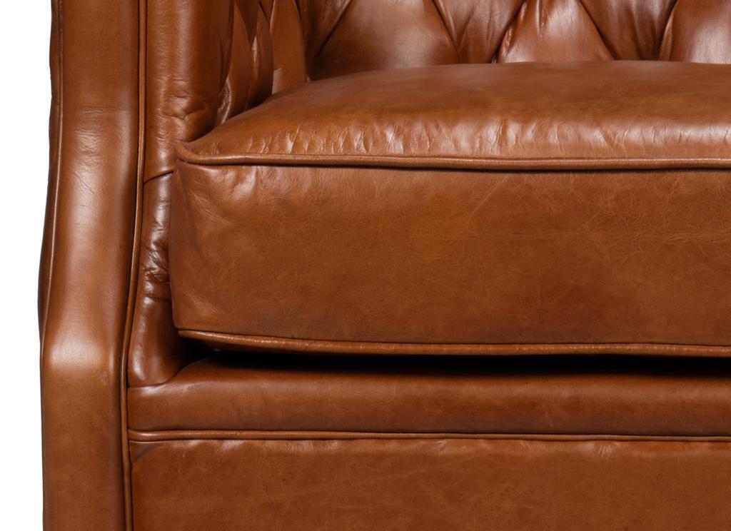 Coolidge Brown Leather Swivel Chair - Ornate Home
