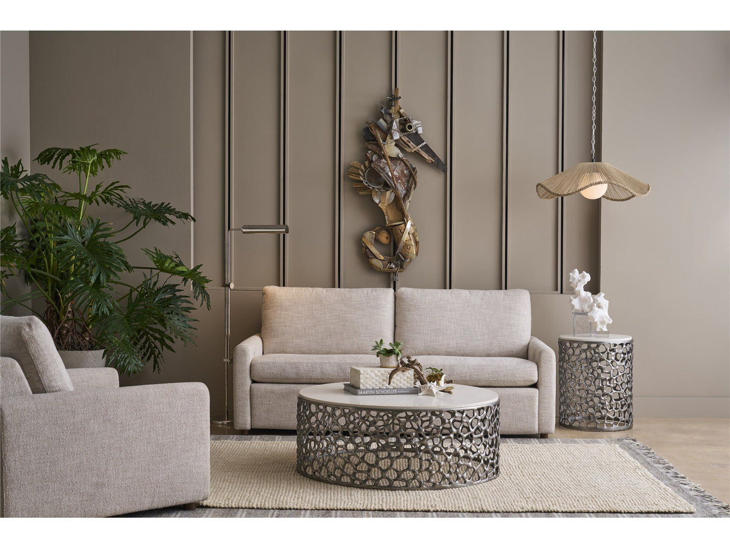 Coral Antique Nickel/Quartz Stone Side Table - Ornate Home