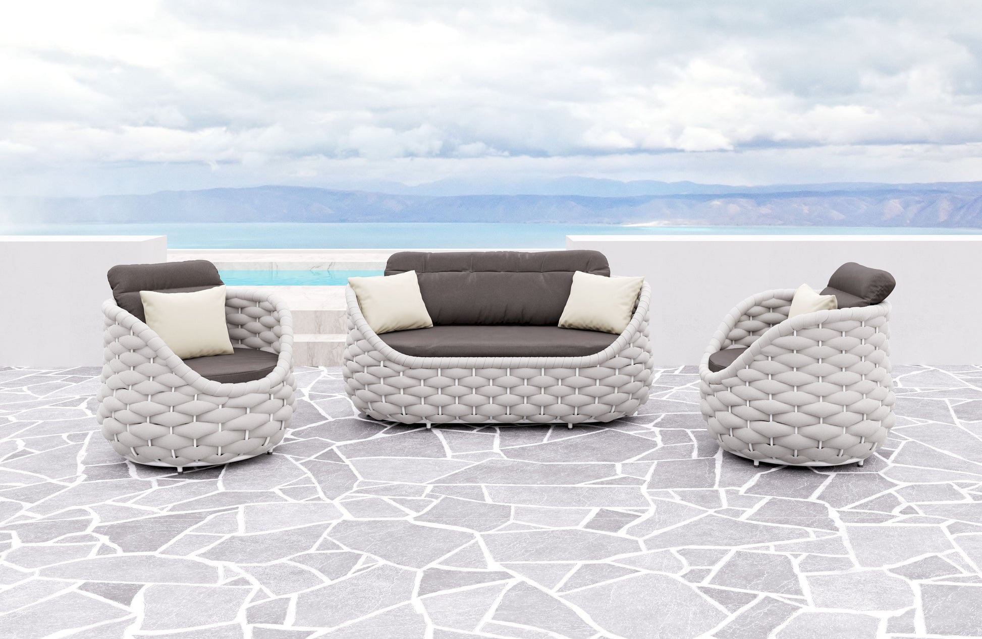 Coral Gray Reef Outdoor Accent Chair - Ornate Home