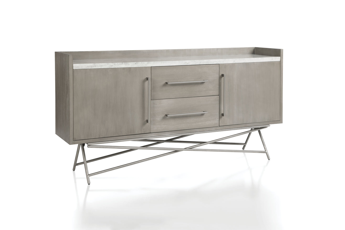 Coral Marble Top Rectangular Sideboard in Antique Grey - Ornate Home