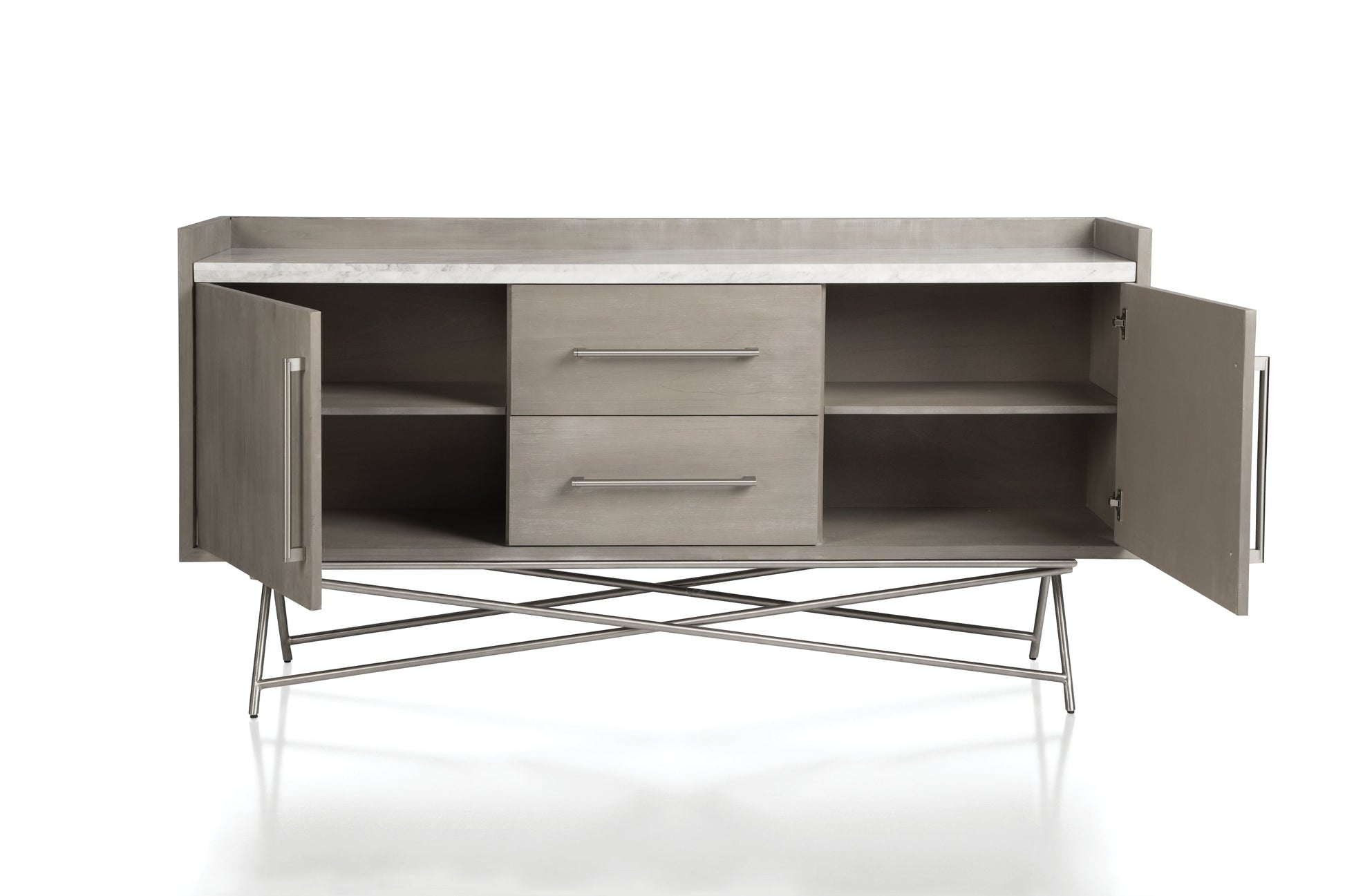 Coral Marble Top Rectangular Sideboard in Antique Grey - Ornate Home