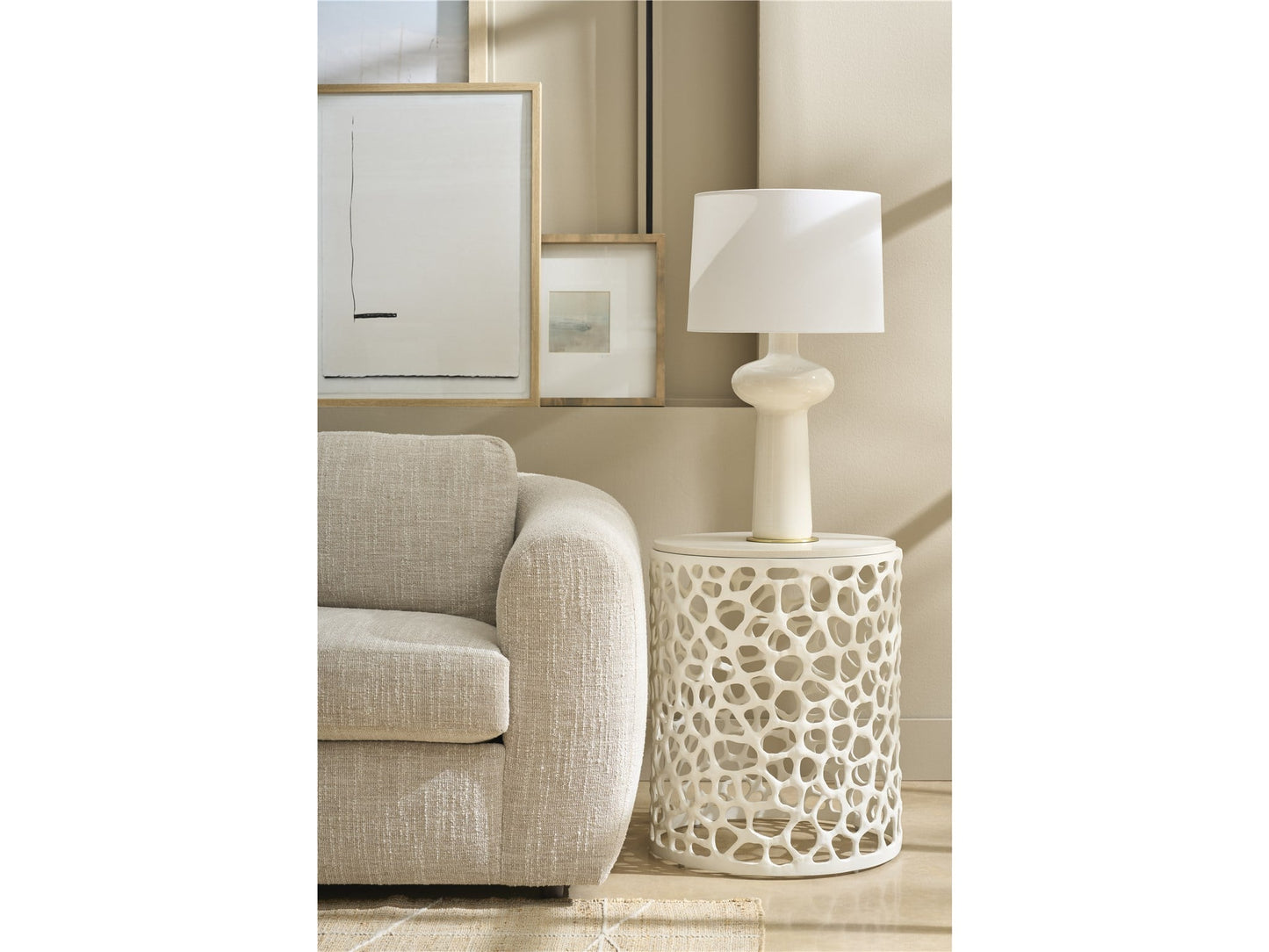 Coral White/Quartz Stone Side Table - Ornate Home