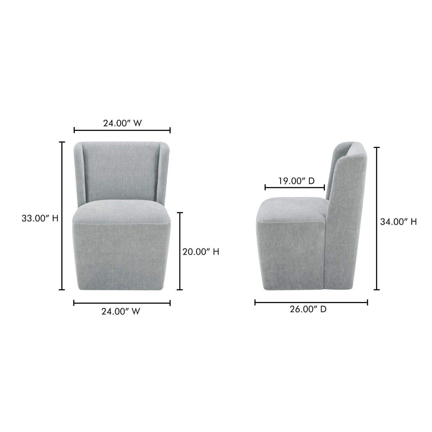 Cormac Slate Green Rolling Dining Chair - Ornate Home