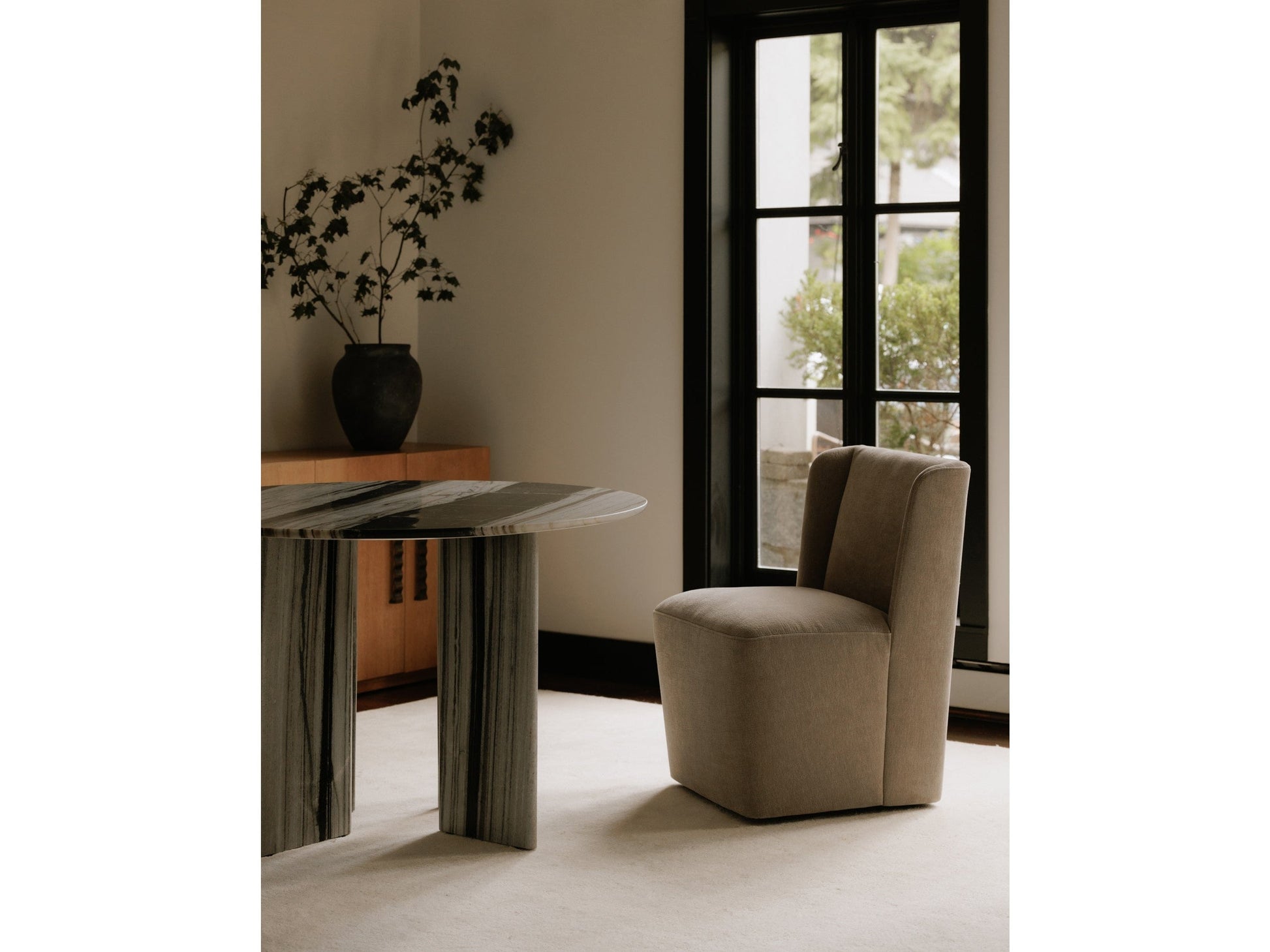 Cormac Warm Sand Rolling Dining Chair - Ornate Home
