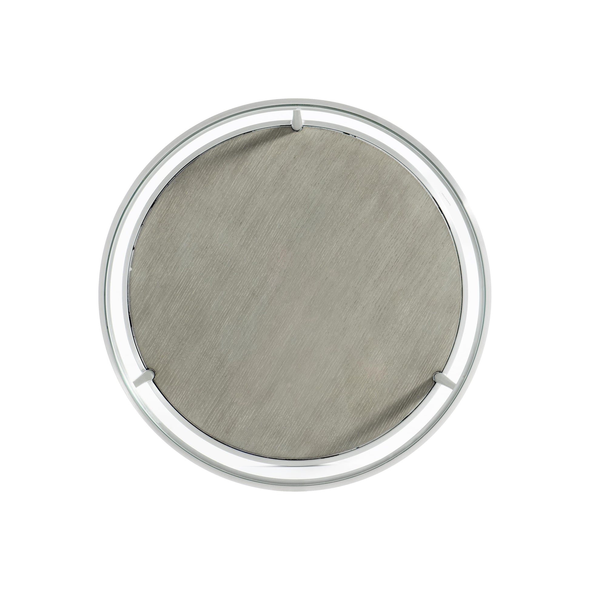 Cornelia Brushed Stainless Steel/Nebbia Raund Side Table - Ornate Home