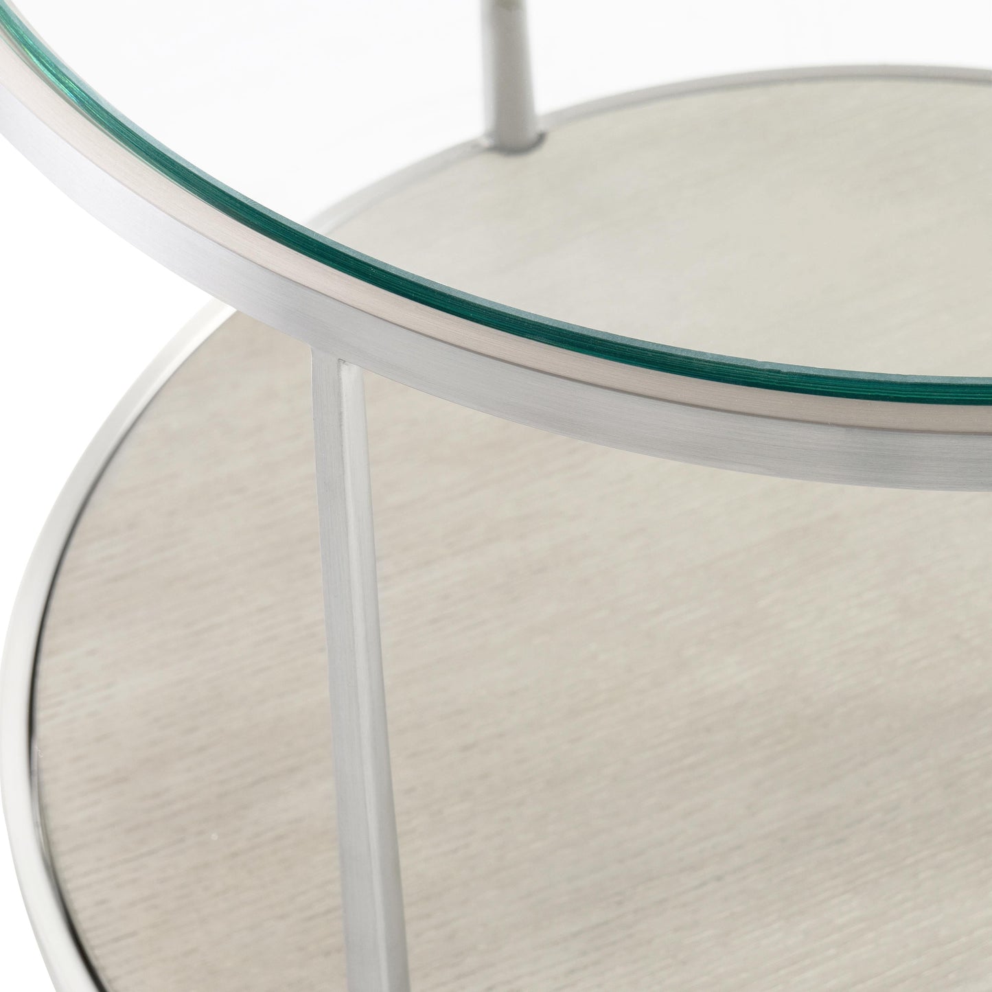 Cornelia Brushed Stainless Steel/Nebbia Raund Side Table - Ornate Home