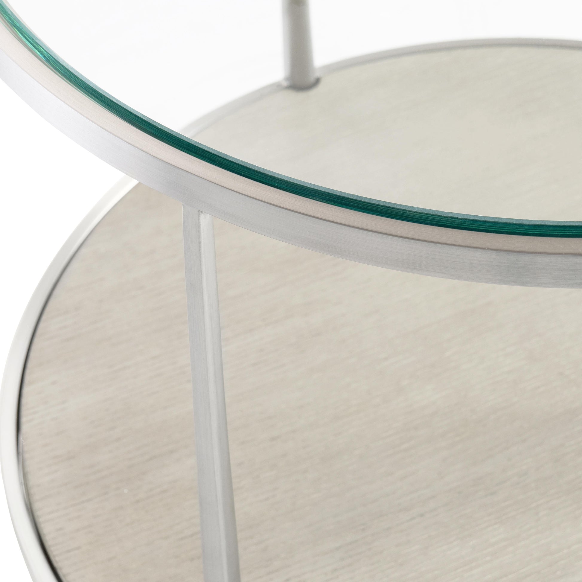 Cornelia Brushed Stainless Steel/Nebbia Raund Side Table - Ornate Home