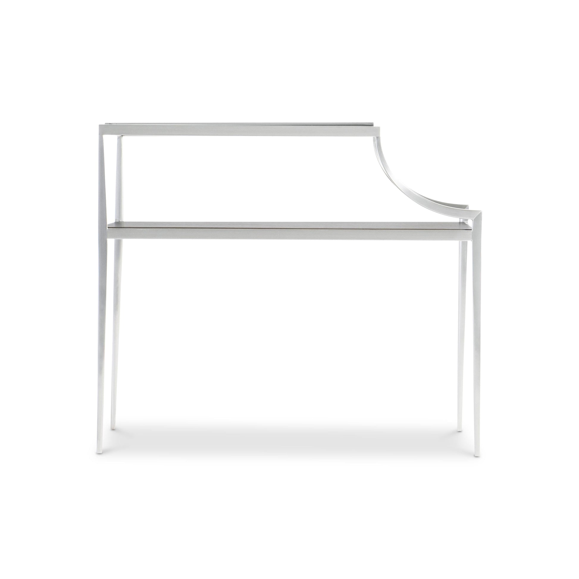 Cornelia Brushed Stainless Steel/Nebbia Rectangular Side Table - Ornate Home