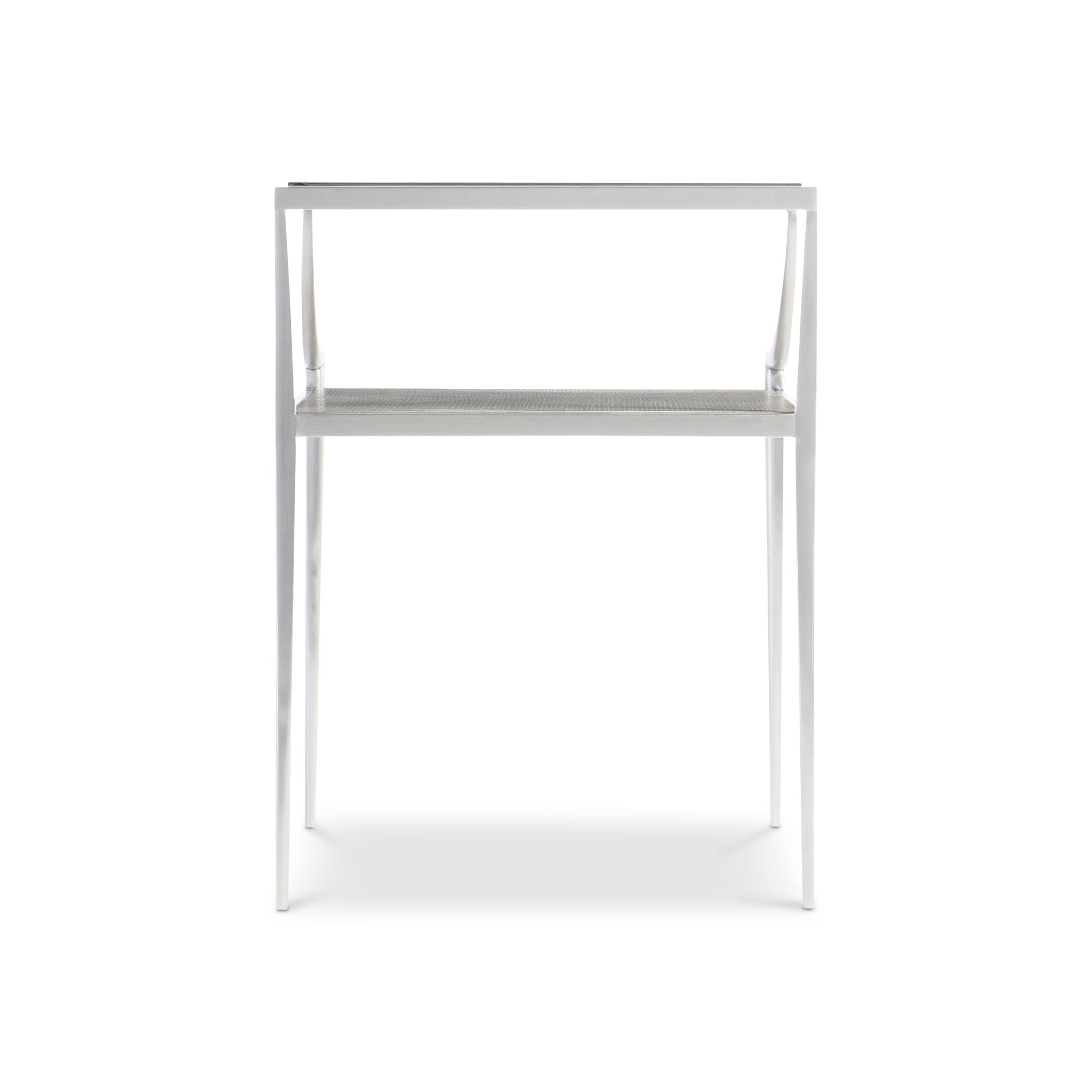 Cornelia Brushed Stainless Steel/Nebbia Rectangular Side Table - Ornate Home