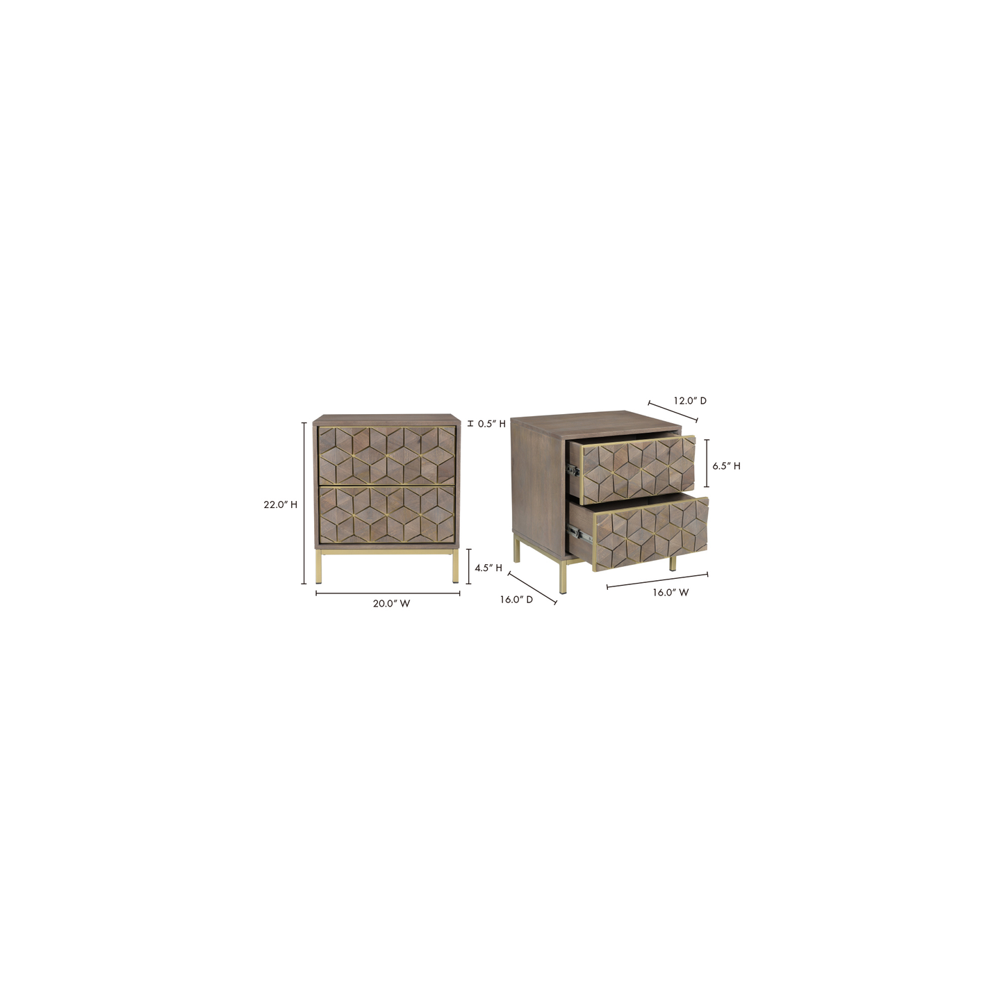 Corolla Grey Nightstand - Ornate Home