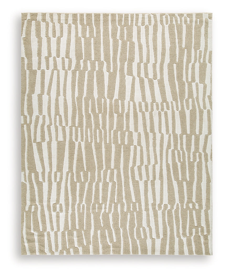 Corrbell Beige/White Large Rug- Viva Furn