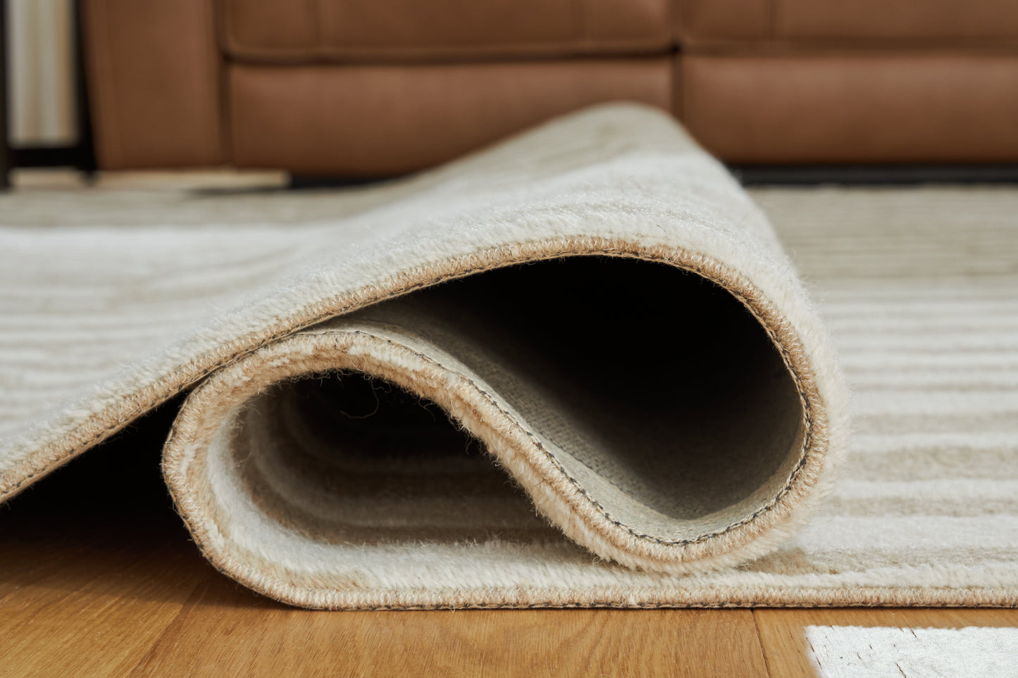 Corrbell Beige/White Medium Rug- Viva Furn