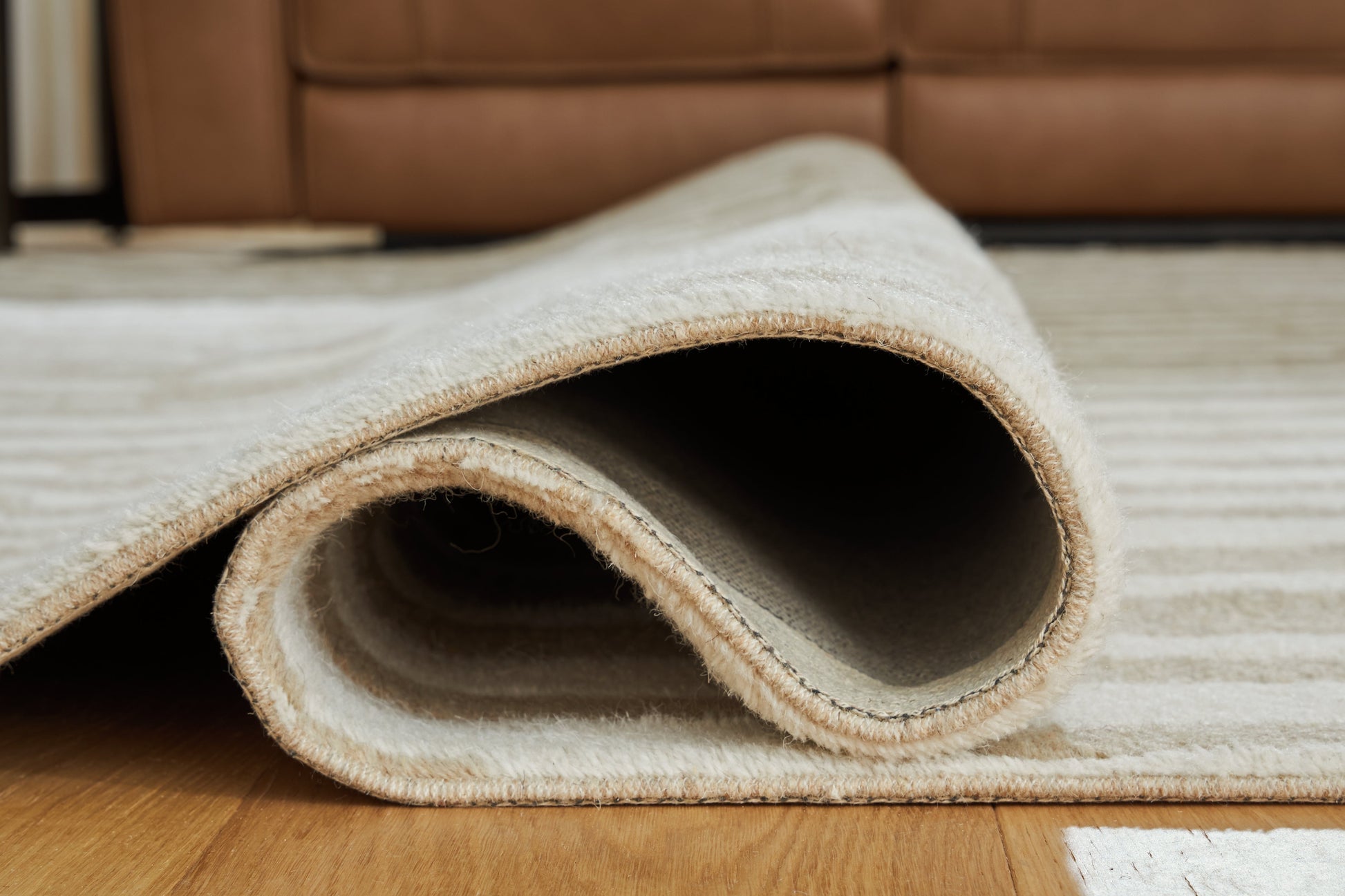Corrbell Beige/White Medium Rug- Viva Furn