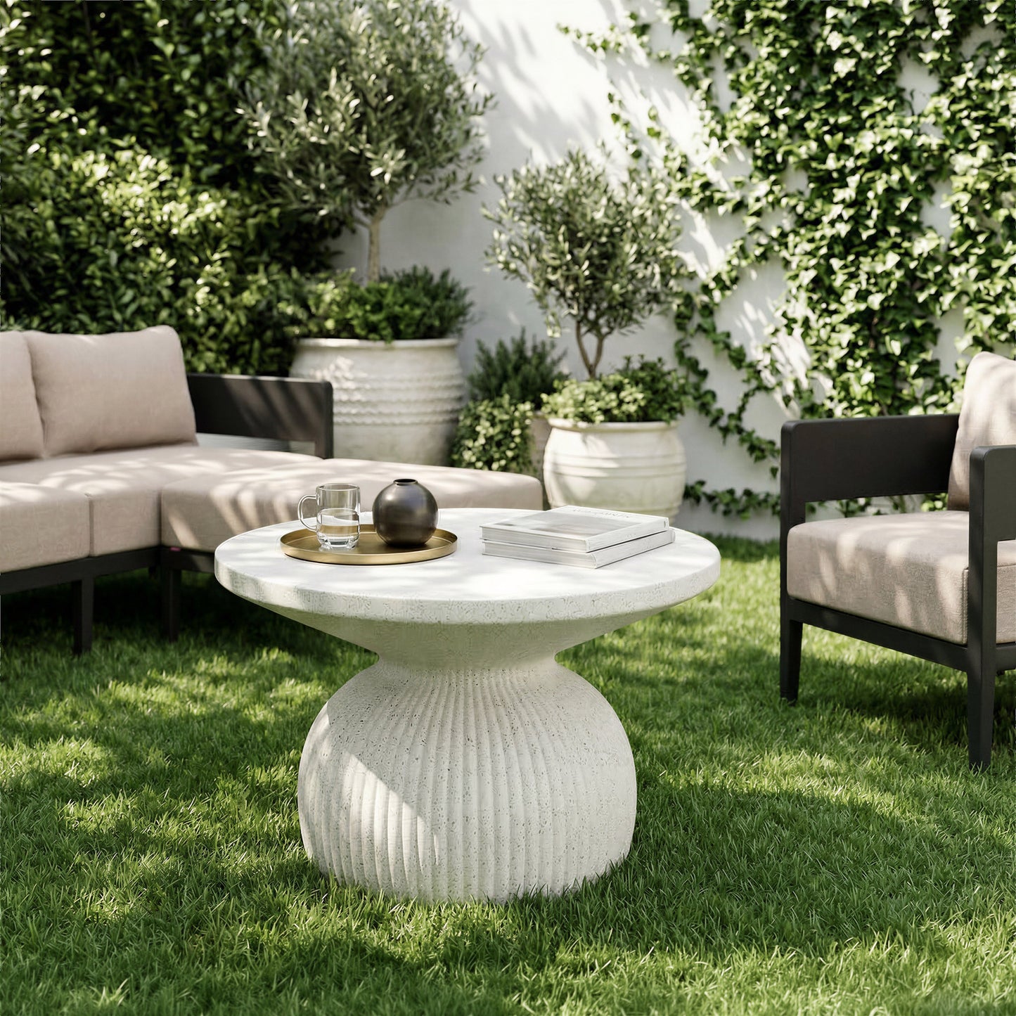 Corza White Outdoor Coffee Table - Ornate Home