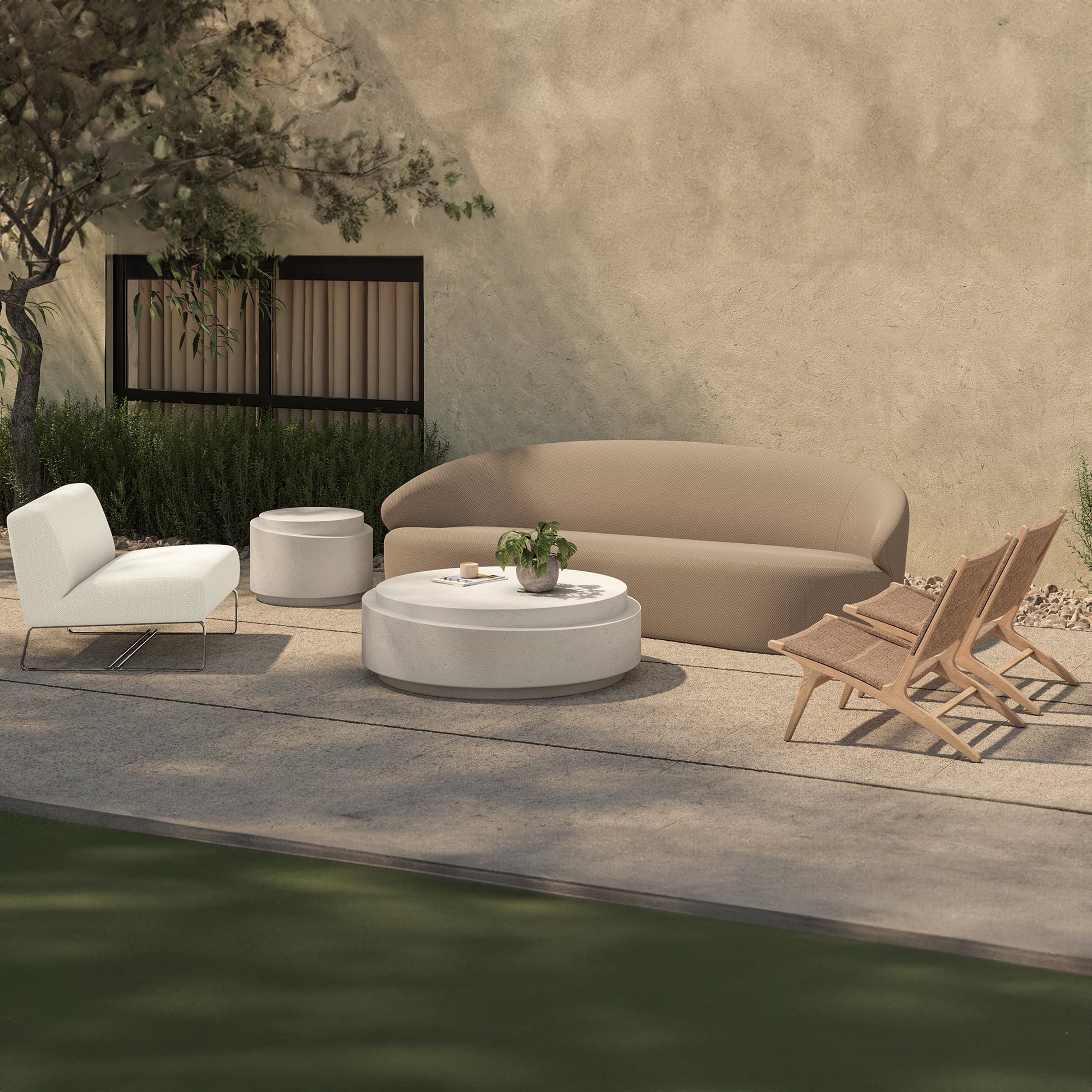 Cosmo Off White Outdoor Accent Table - Ornate Home