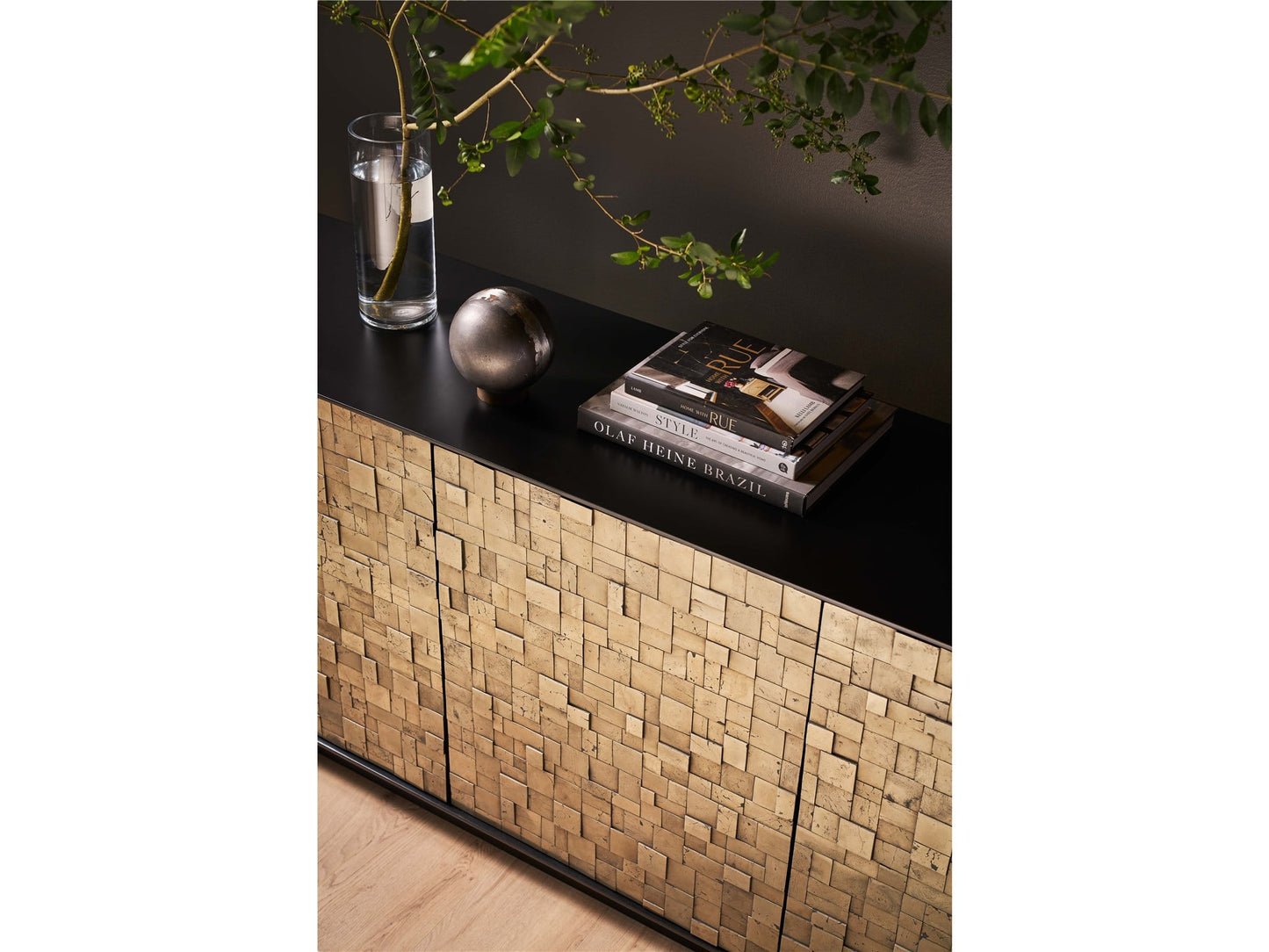 Cosmo Pyrite/Matte Black Credenza - Ornate Home