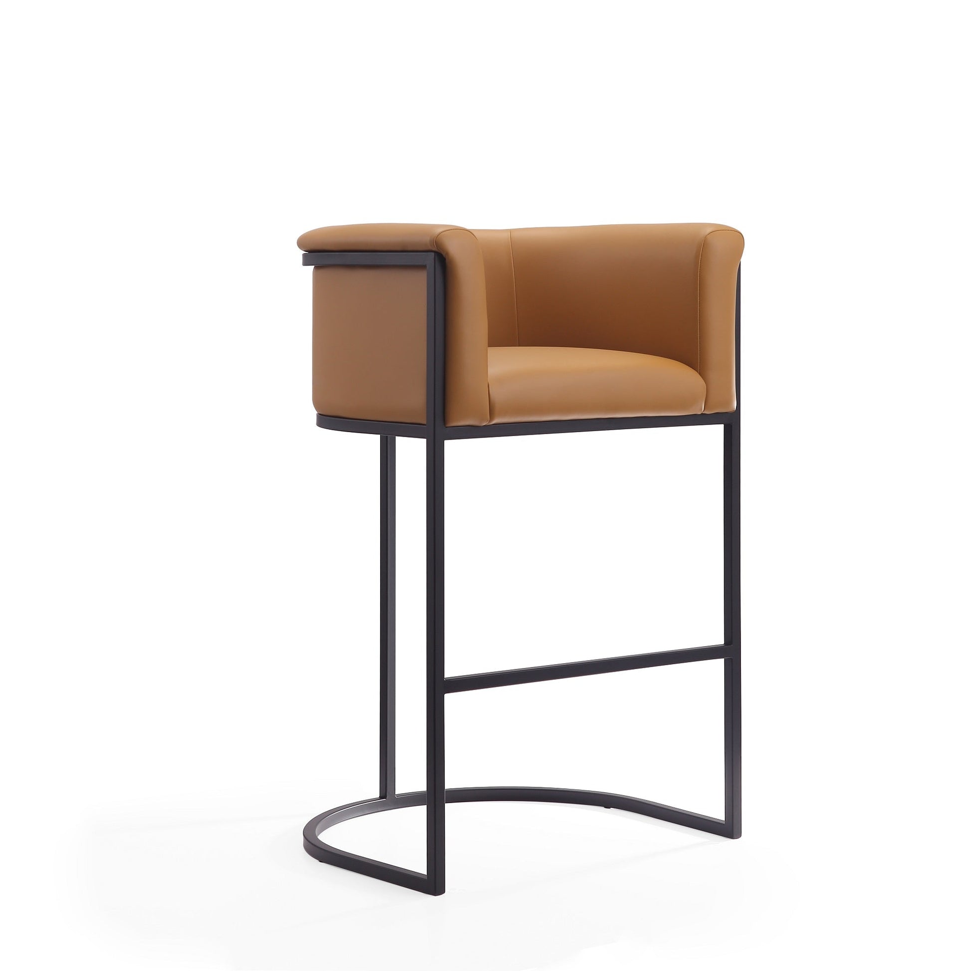 Cosmopolitan Barstool in Camel and Black (set of 2) - Ornate Home