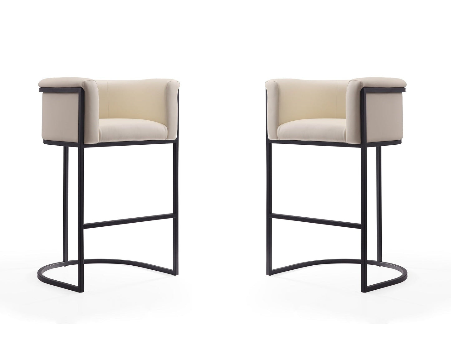Cosmopolitan Barstool in Cream and Black (set of 2) - Ornate Home