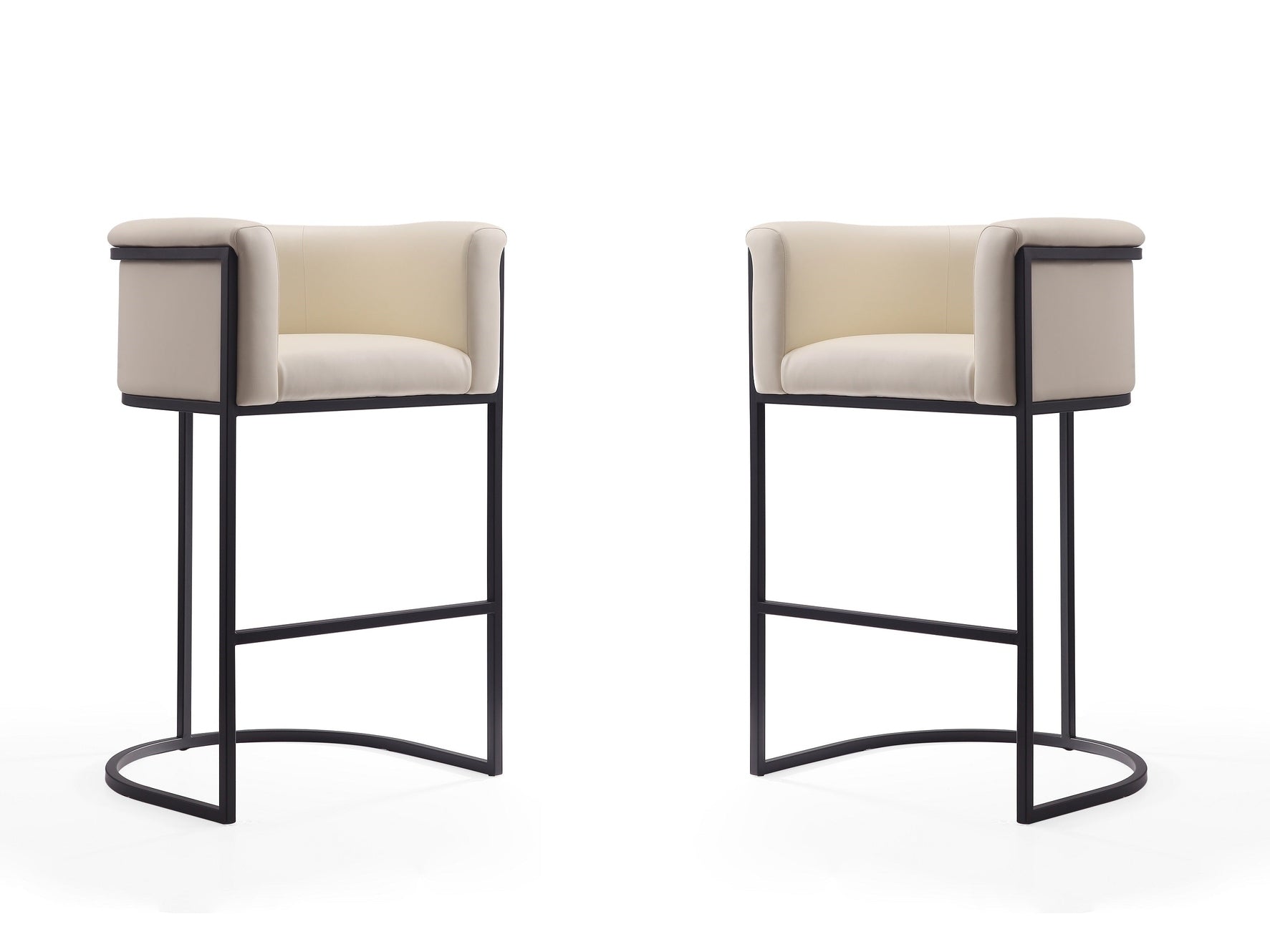 Cosmopolitan Barstool in Cream and Black (set of 2) - Ornate Home