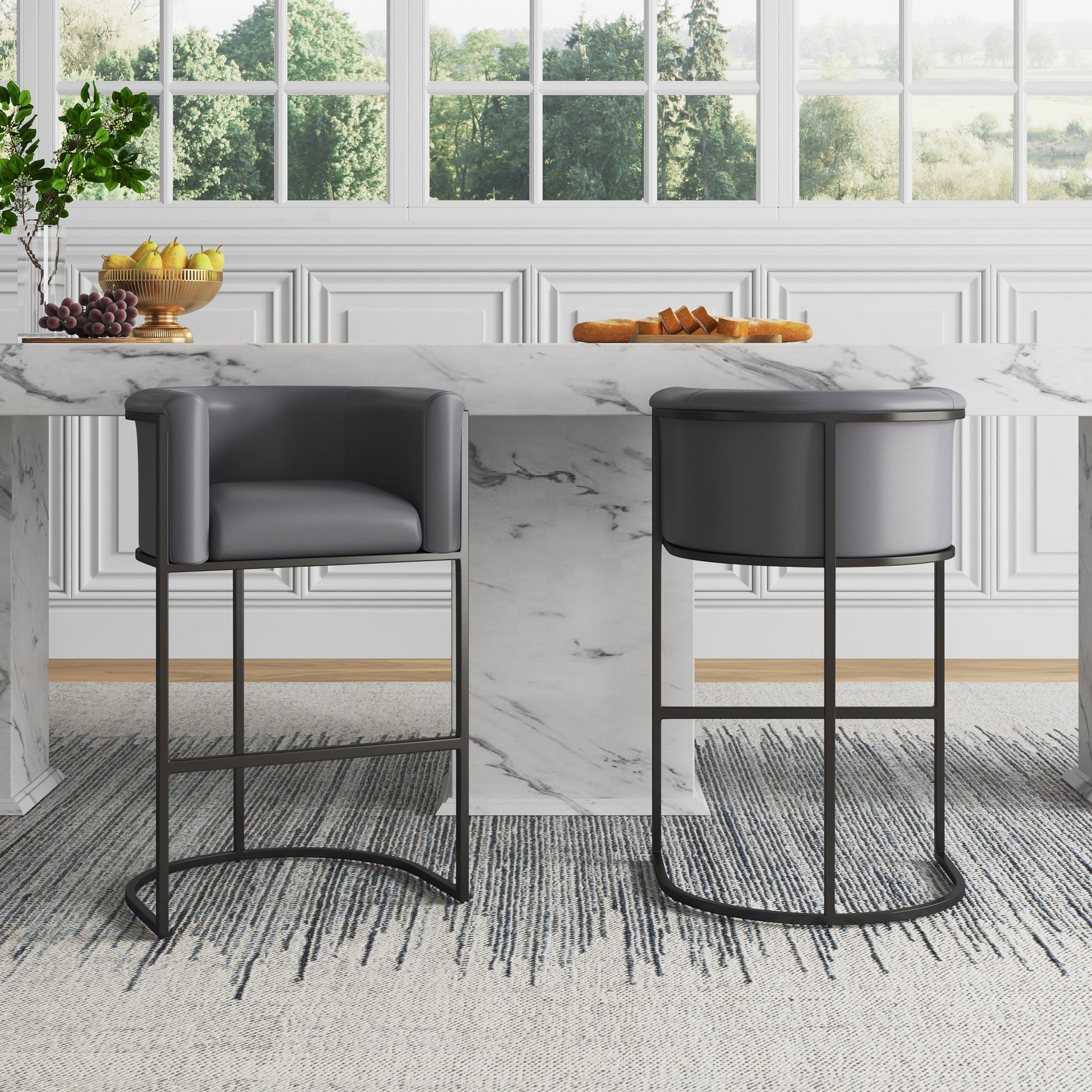 Cosmopolitan Barstool in Grey and Black (set of 3) - Ornate Home