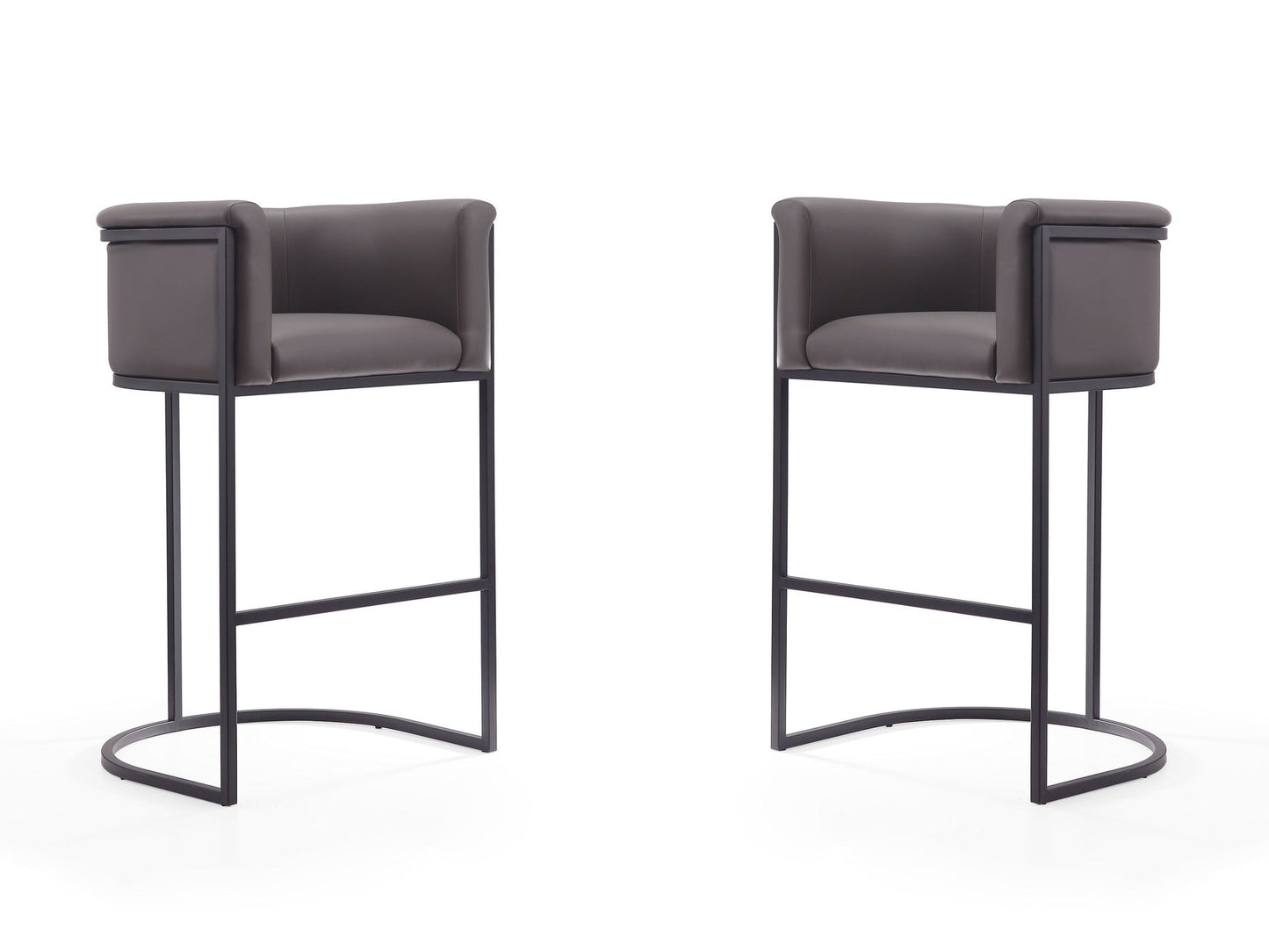 Cosmopolitan Barstool in Pebble and Black (set of 2) - Ornate Home