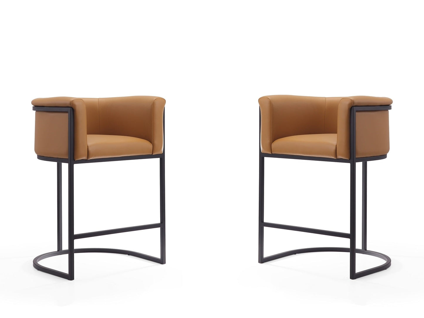 Cosmopolitan Counter Stool in Camel and Black (set of 2) - Ornate Home