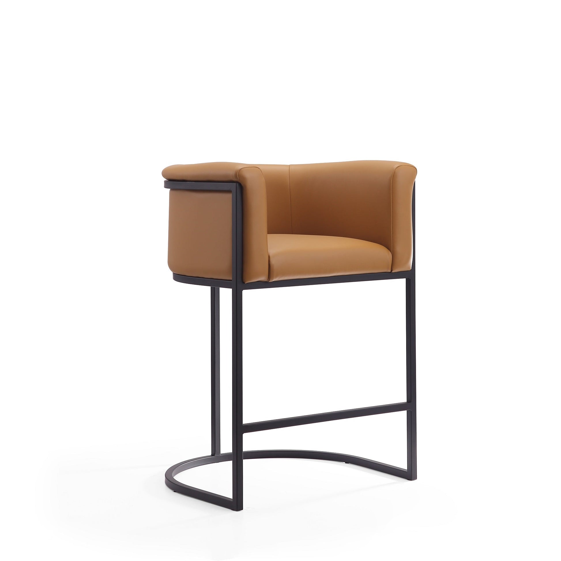 Cosmopolitan Counter Stool in Camel and Black (set of 2) - Ornate Home