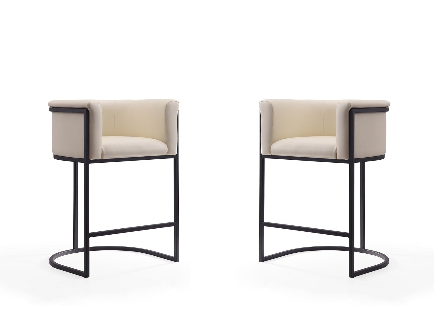 Cosmopolitan Counter Stool in Cream and Black (set of 2) - Ornate Home