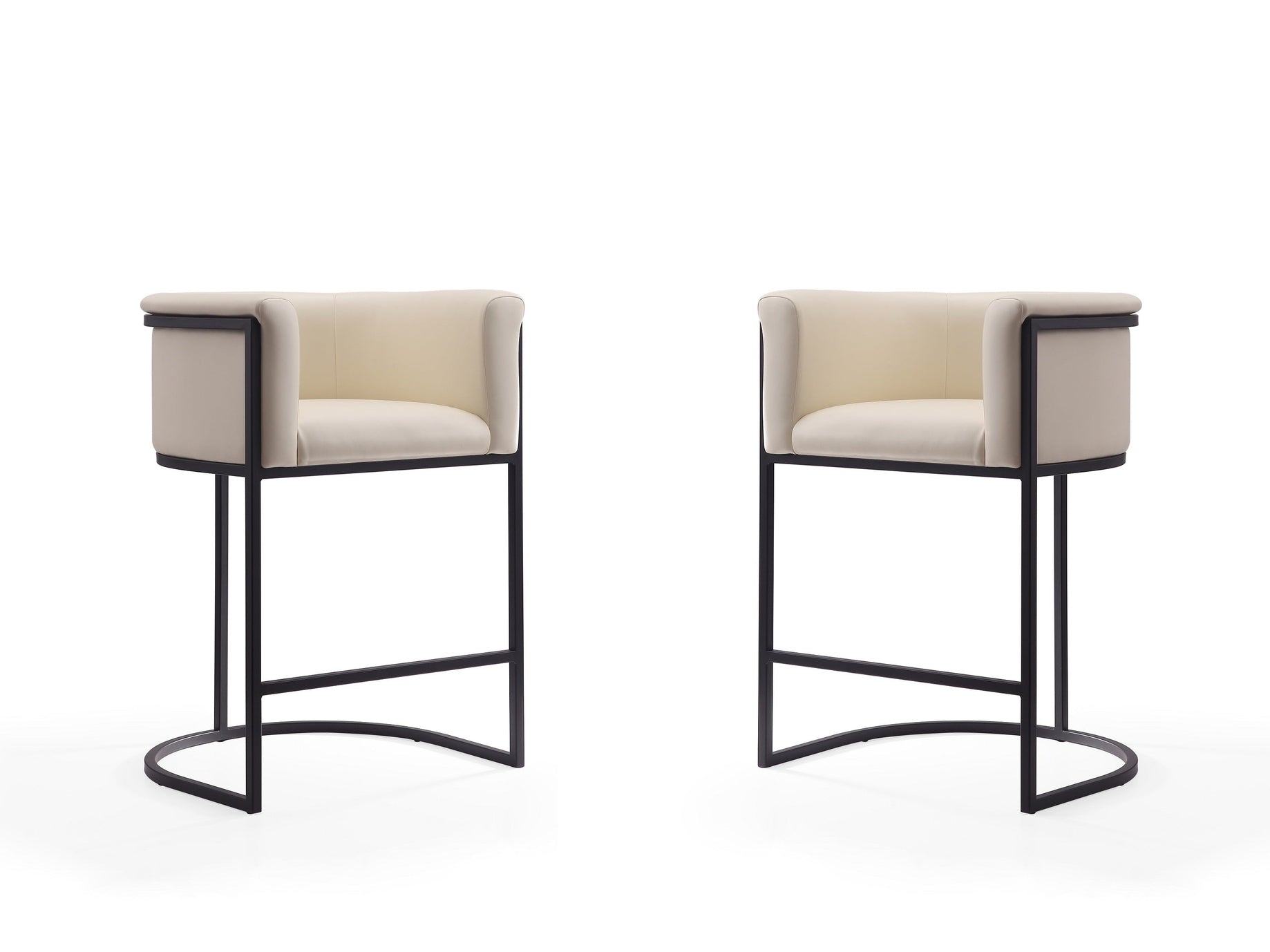 Cosmopolitan Counter Stool in Cream and Black (set of 2) - Ornate Home
