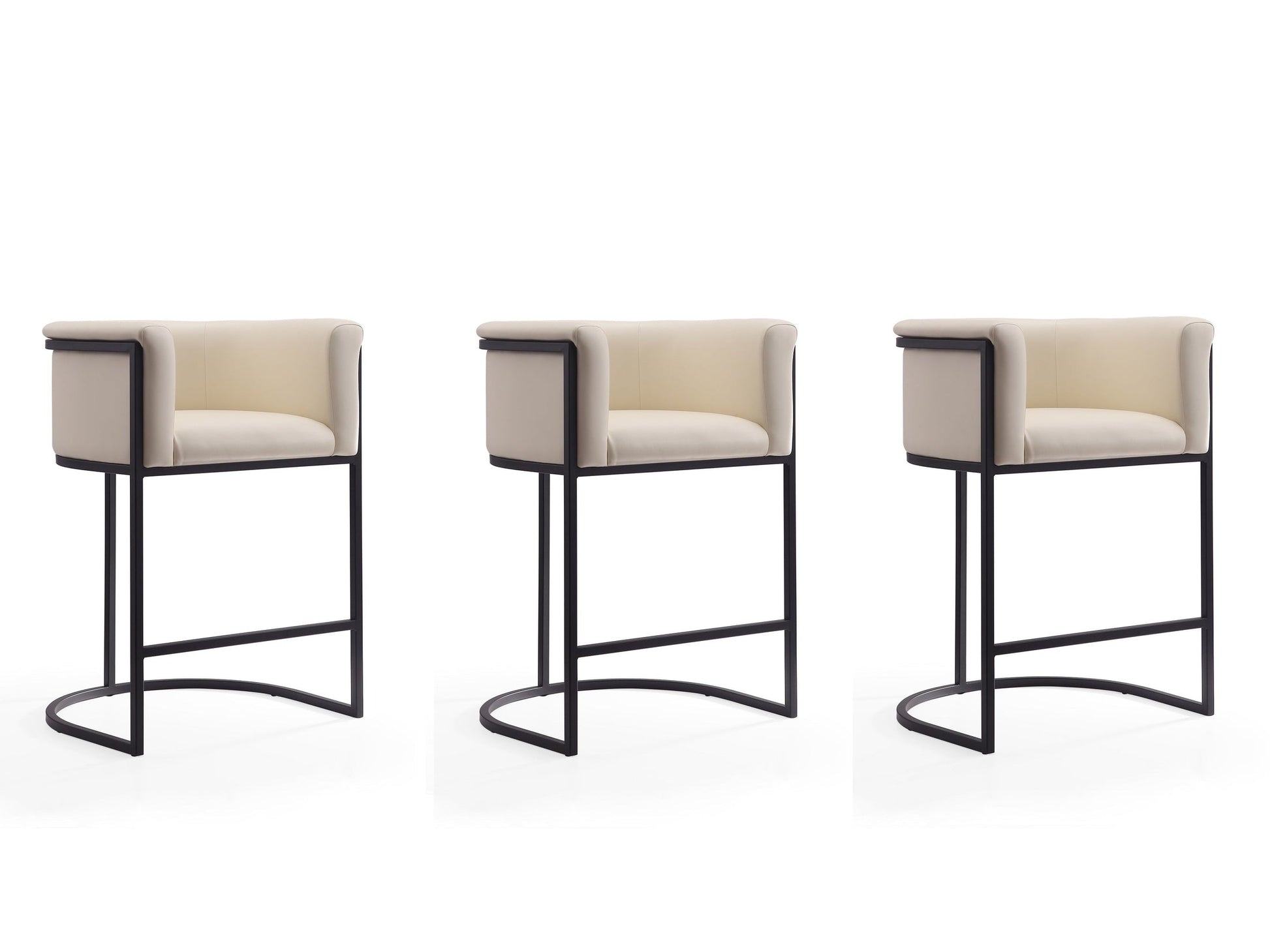 Cosmopolitan Counter Stool in Cream and Black (set of 3) - Ornate Home