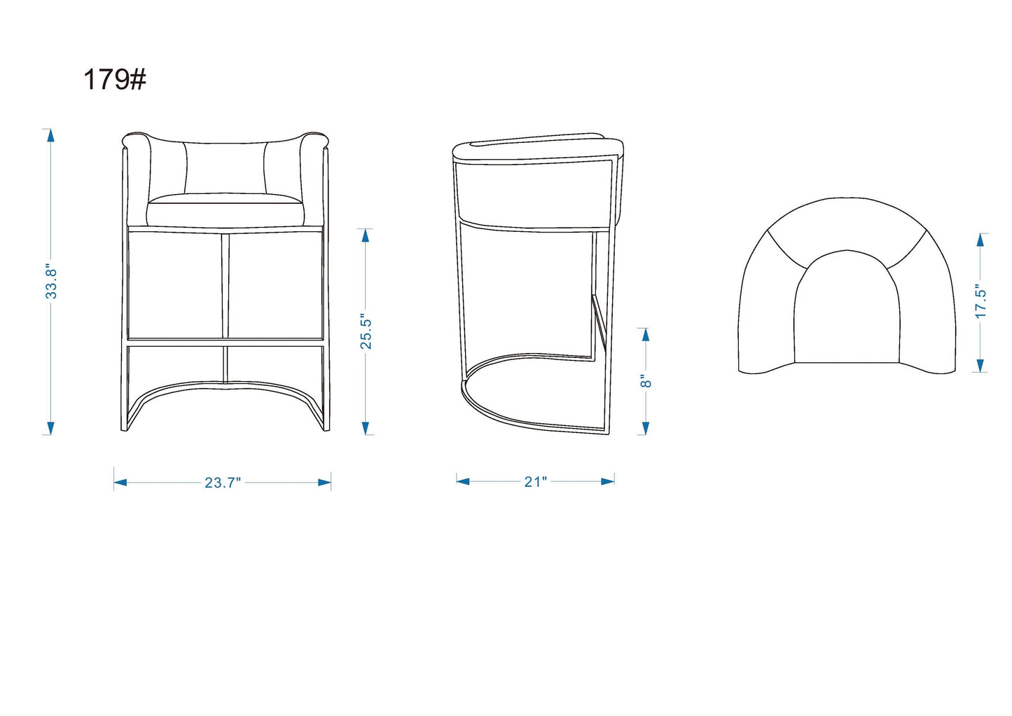 Cosmopolitan Counter Stool in Grey and Black - Ornate Home