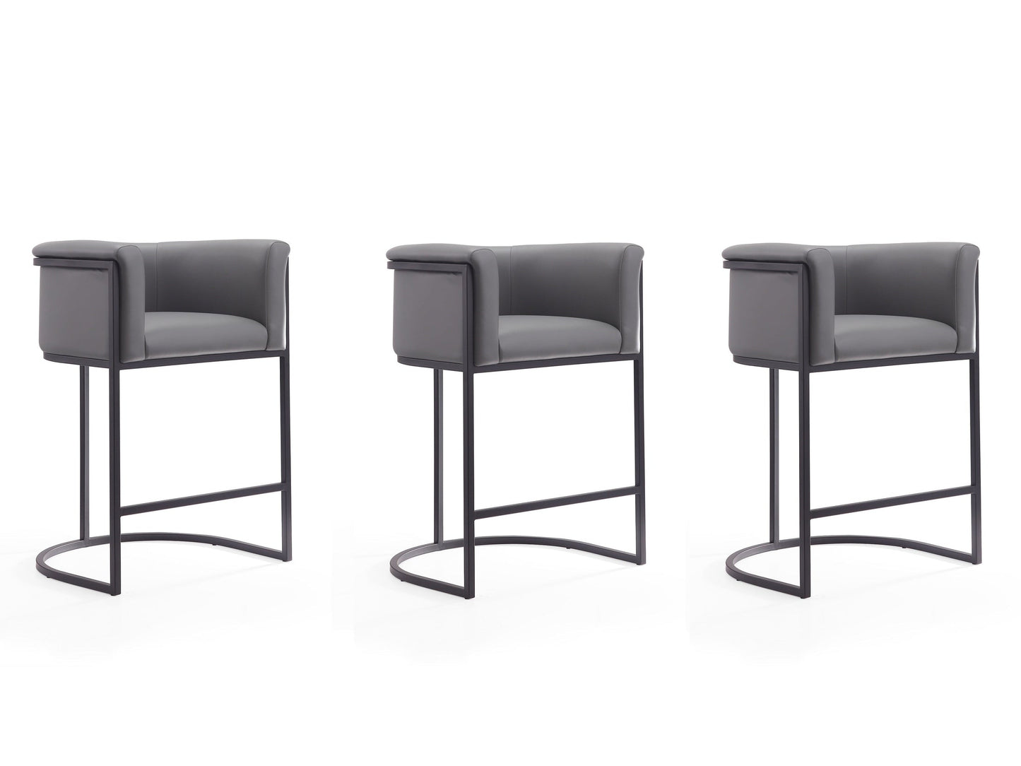 Cosmopolitan Counter Stool in Grey and Black (set of 3) - Ornate Home