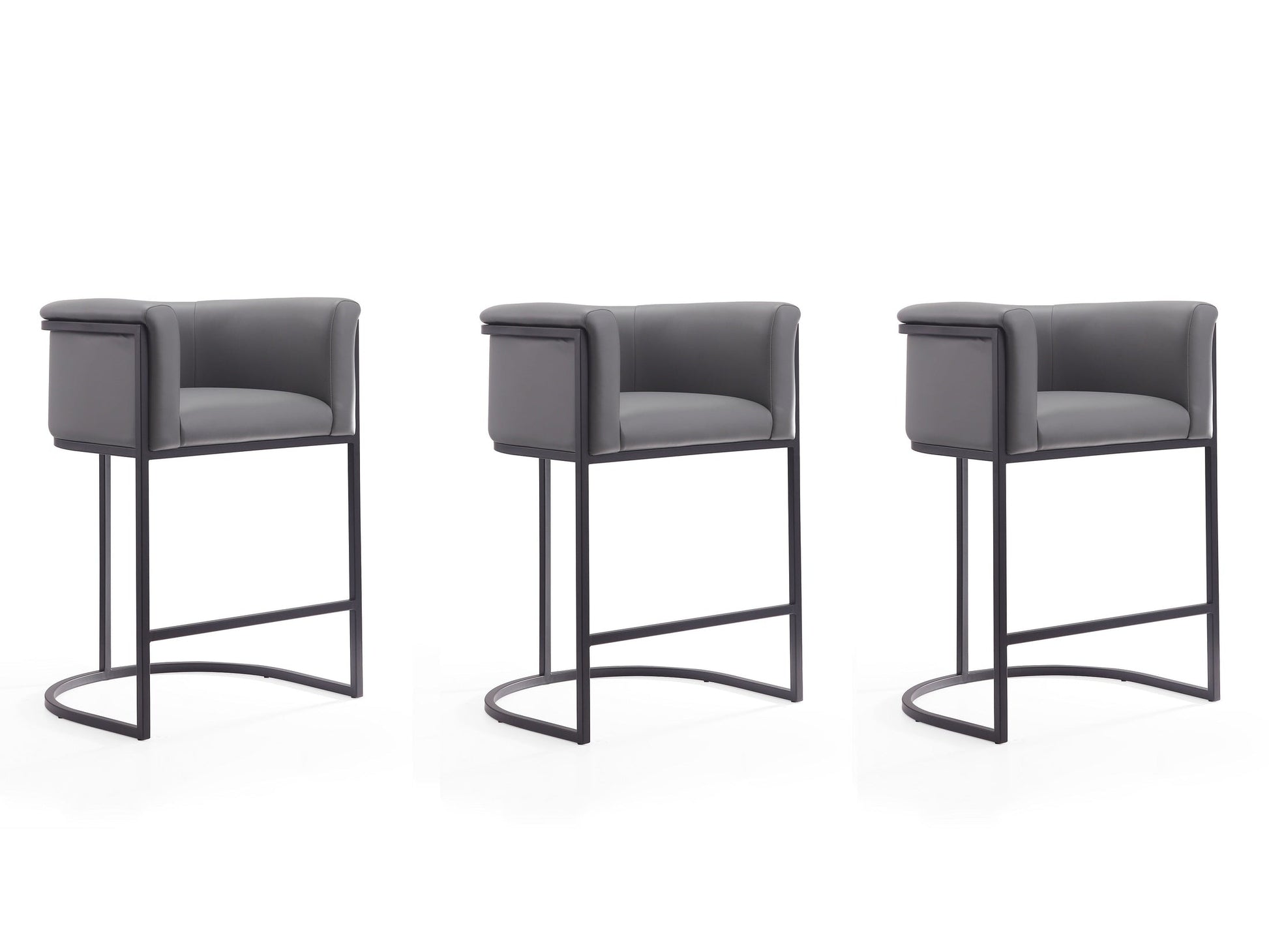 Cosmopolitan Counter Stool in Grey and Black (set of 3) - Ornate Home