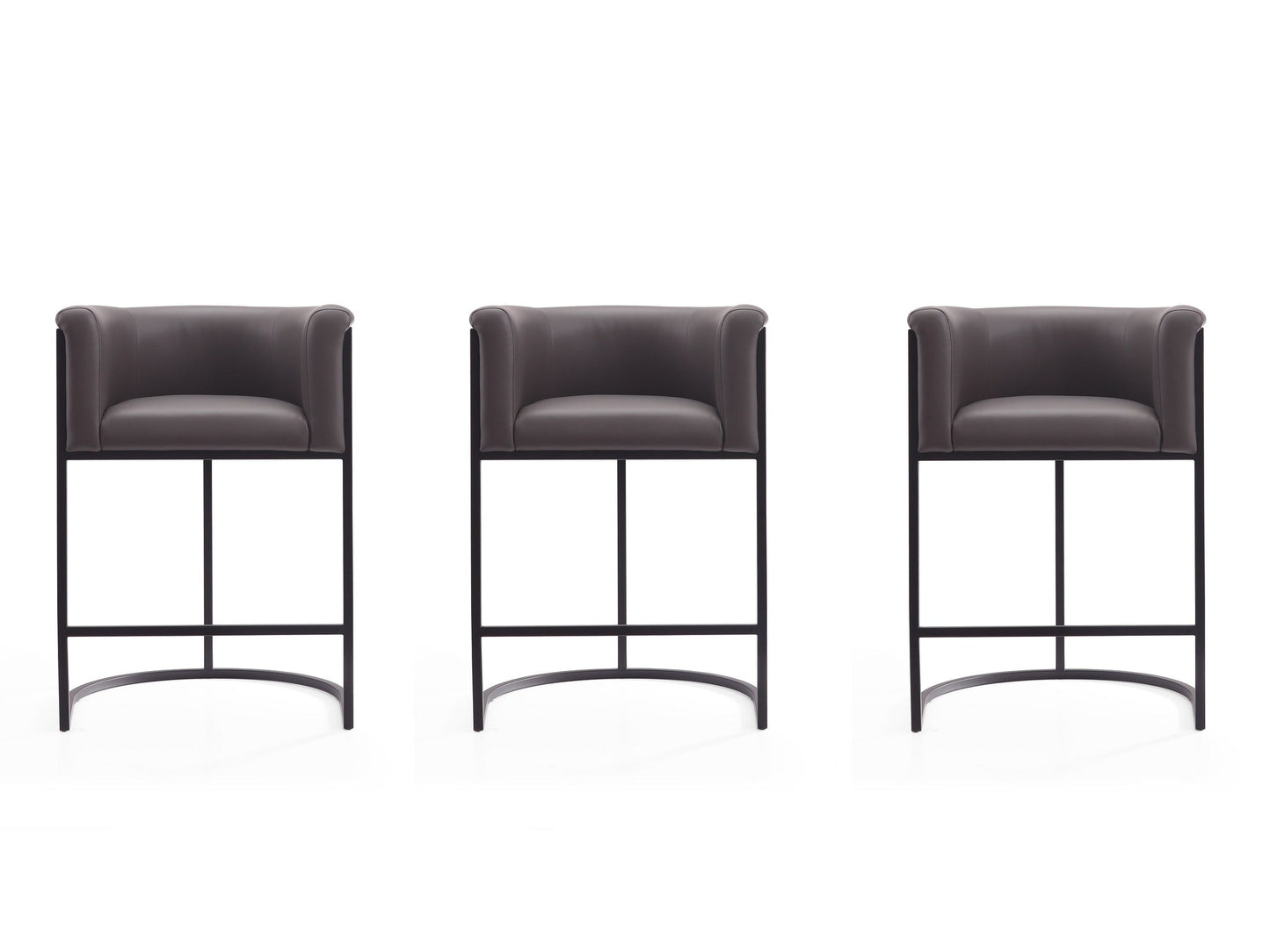 Cosmopolitan Counter Stool in Pebble and Black (set of 3) - Ornate Home