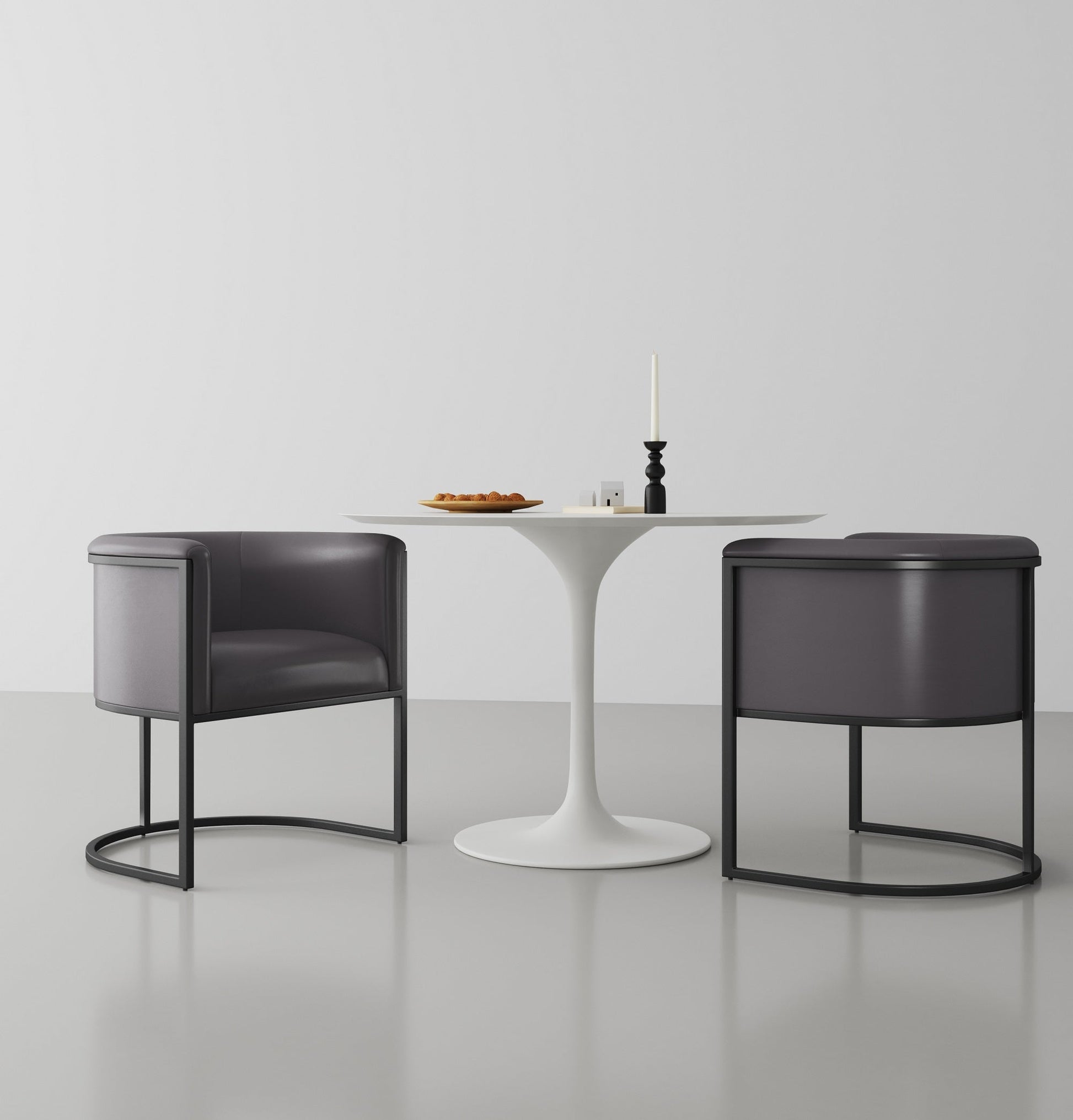 Cosmopolitan Dining Chair in Pebble and Black (set of 2) - Ornate Home