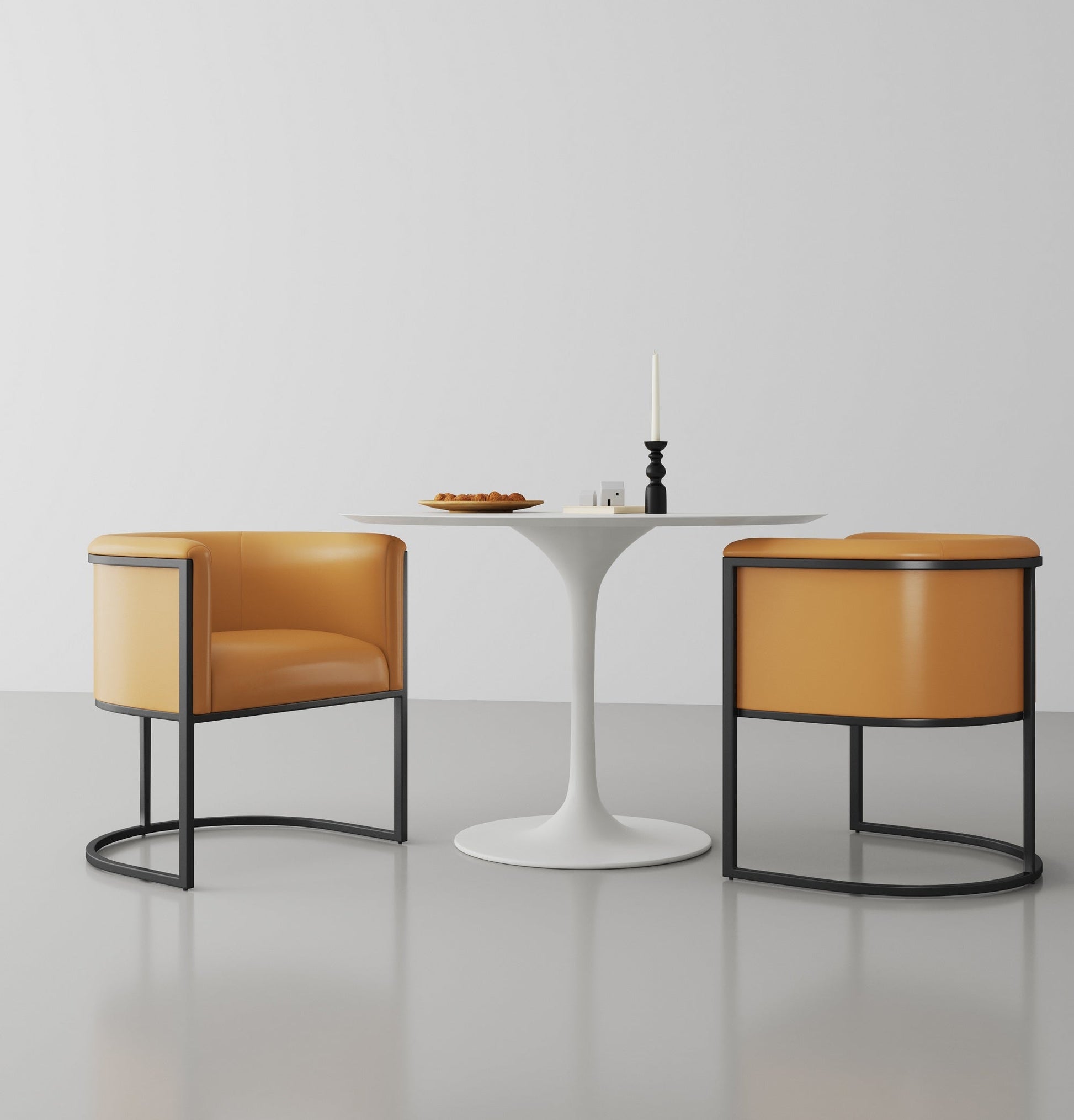 Cosmopolitan Dining Chair in Saddle and Black (set of 2) - Ornate Home