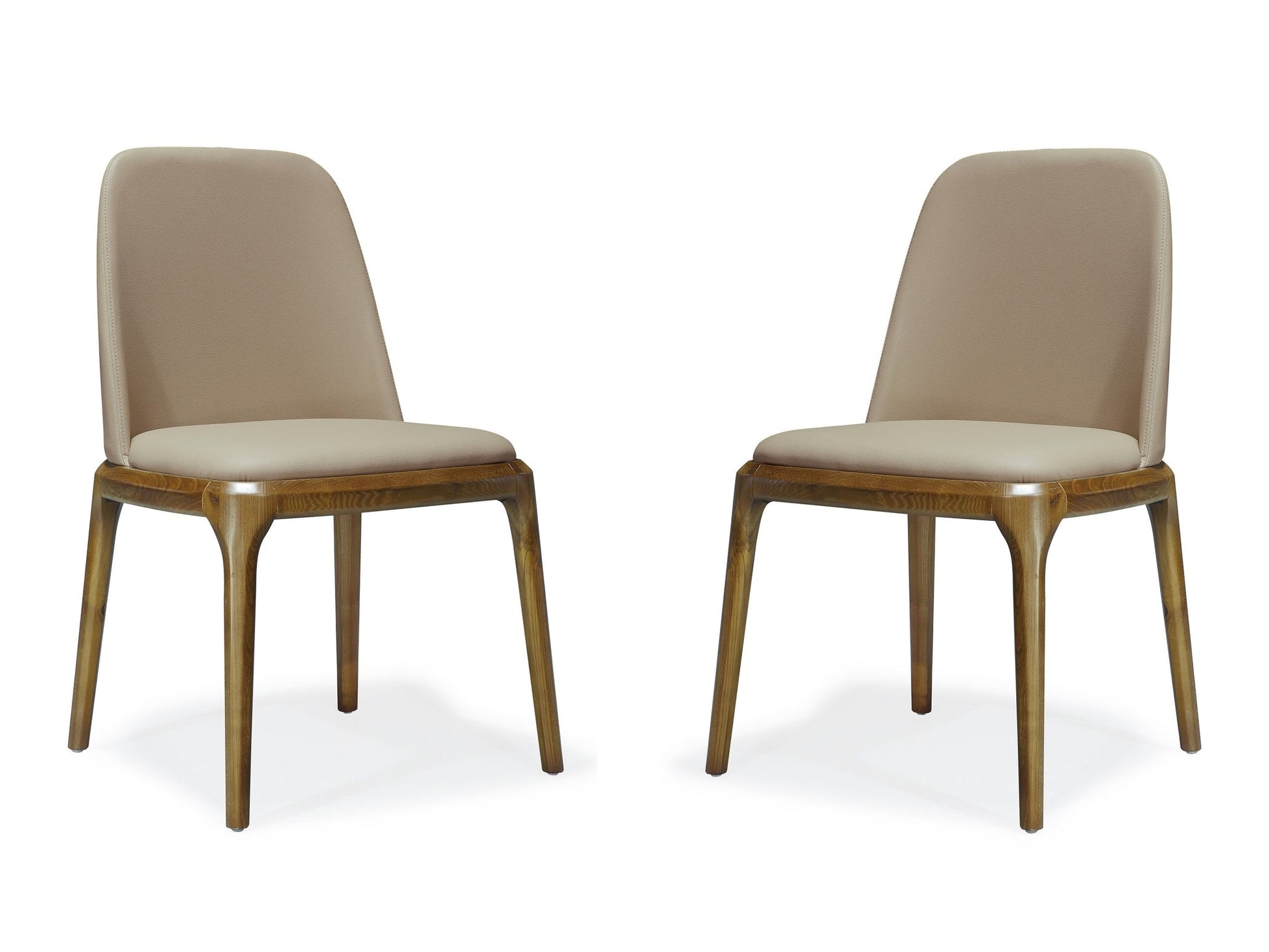 Courding Dining Chair in Tan and Walnut (set of 2) - Ornate Home