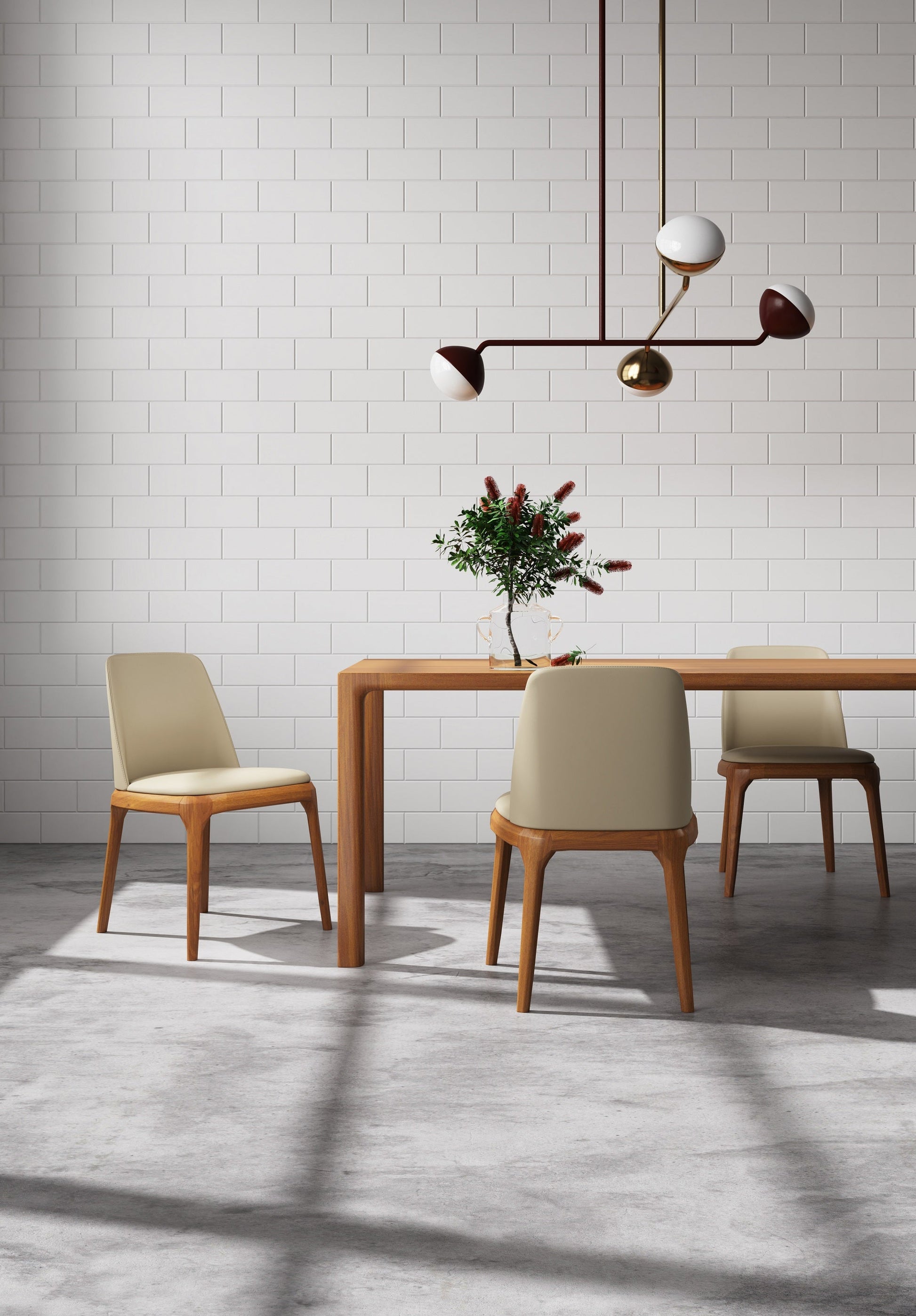 Courding Dining Chair in Tan and Walnut (set of 2) - Ornate Home