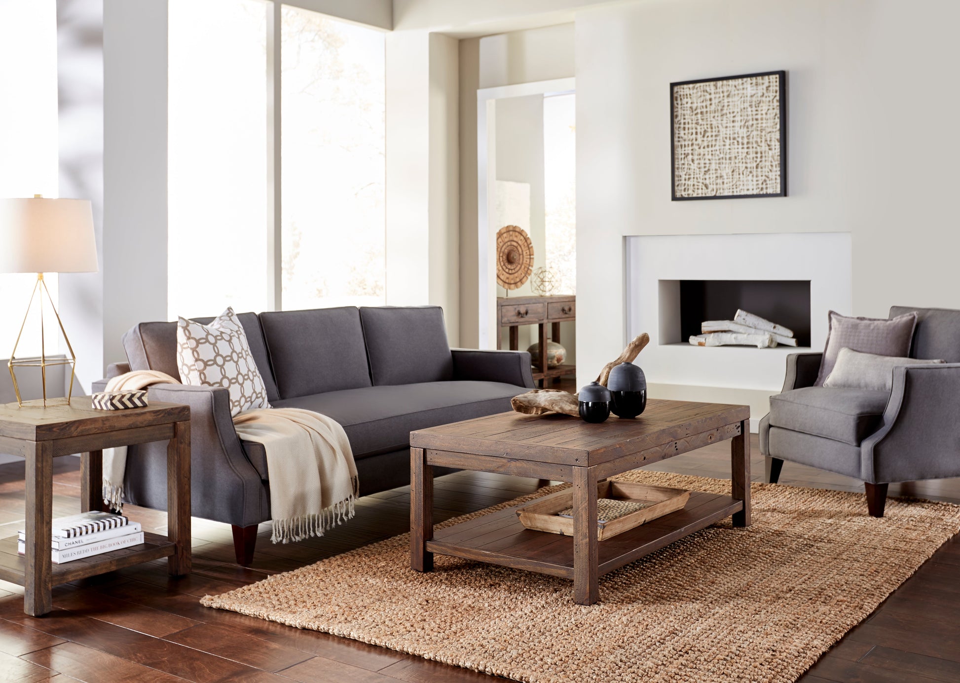 Craster Reclaimed Wood Console Table in Smoky Taupe - Ornate Home