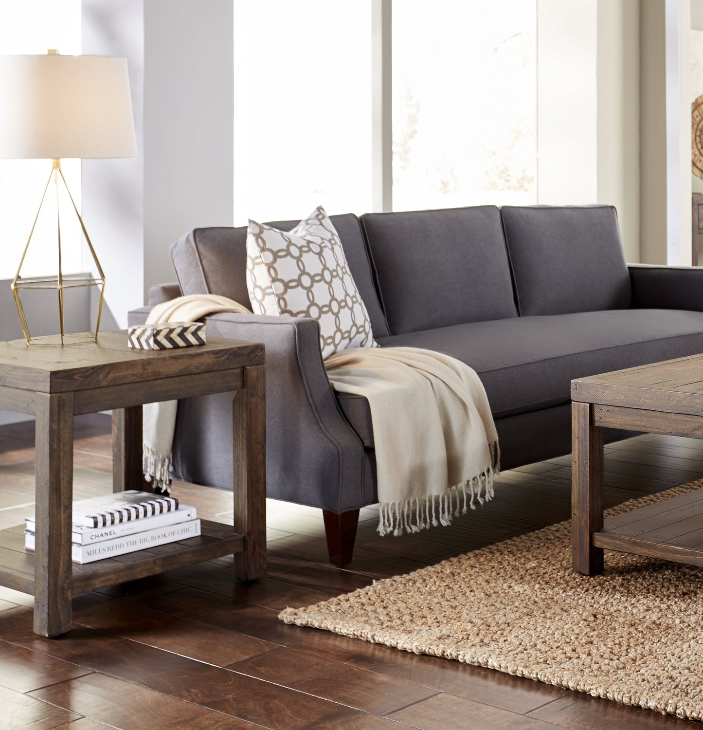 Craster Reclaimed Wood Square Side Table in Smoky Taupe - Ornate Home