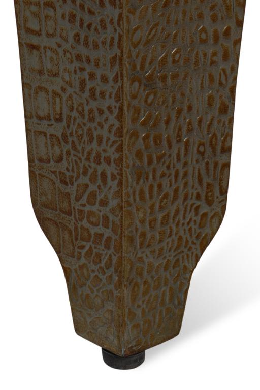 Croco Embossed Green Leather Stool - Ornate Home
