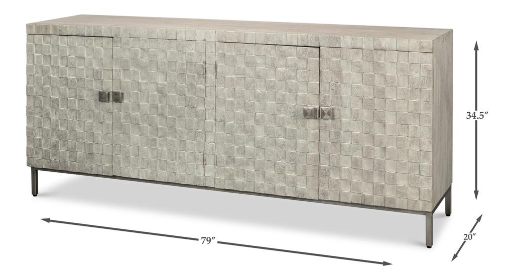 Cubist Grey Four Door Sideboard - Ornate Home